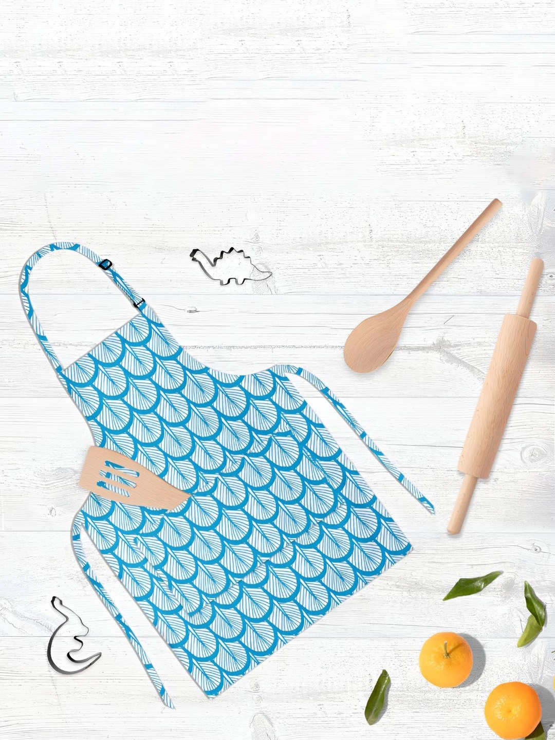 

ArtzFolio White & Blue Printed Cotton Aprons