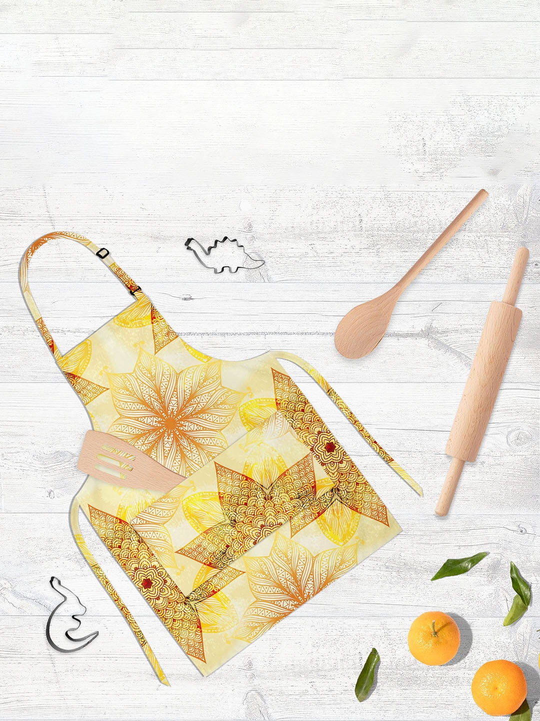 

ArtzFolio Kids Cream Colored & Yellow Printed Cotton Aprons