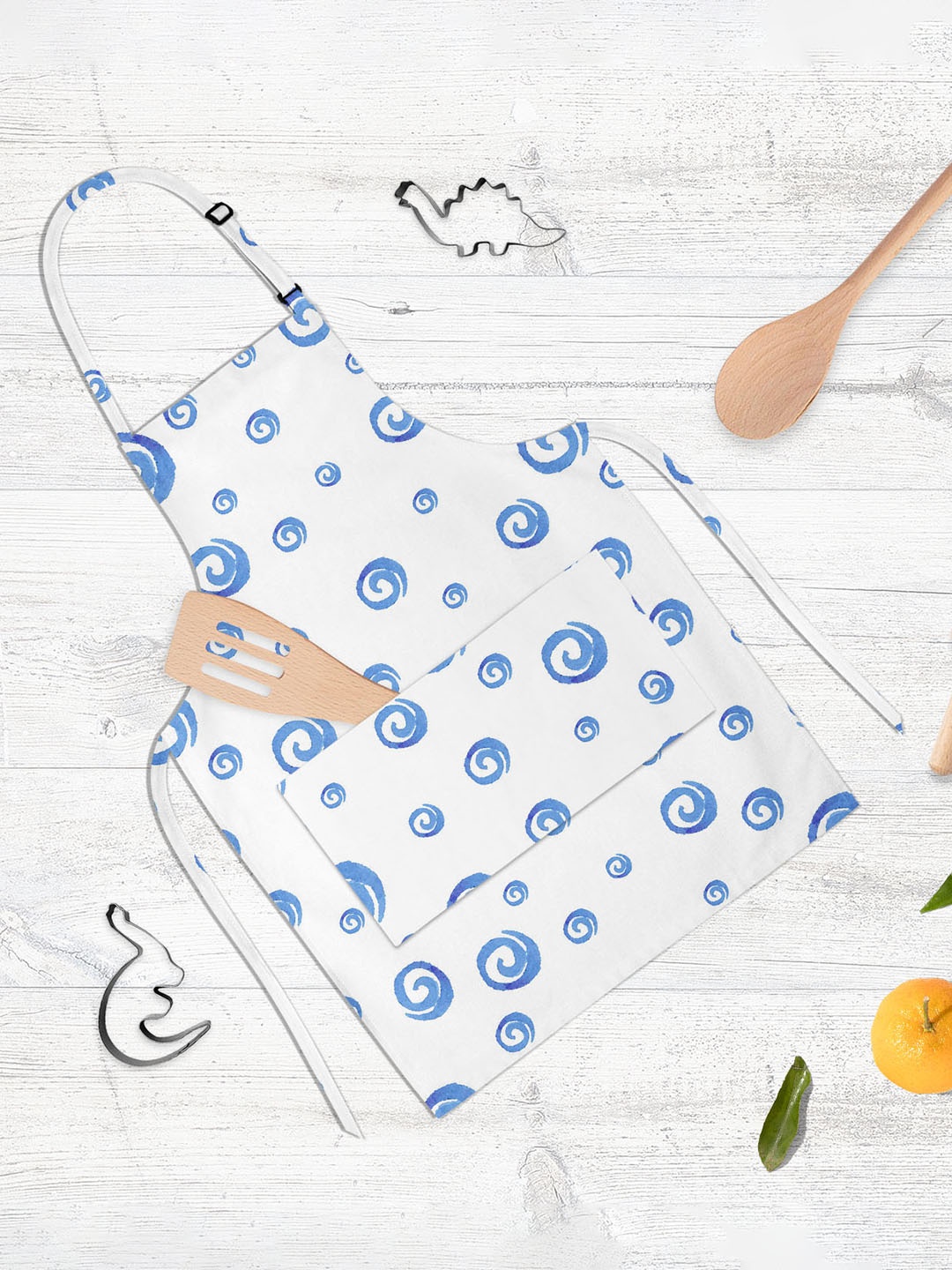 

ArtzFolio White & Blue Printed Cotton Aprons