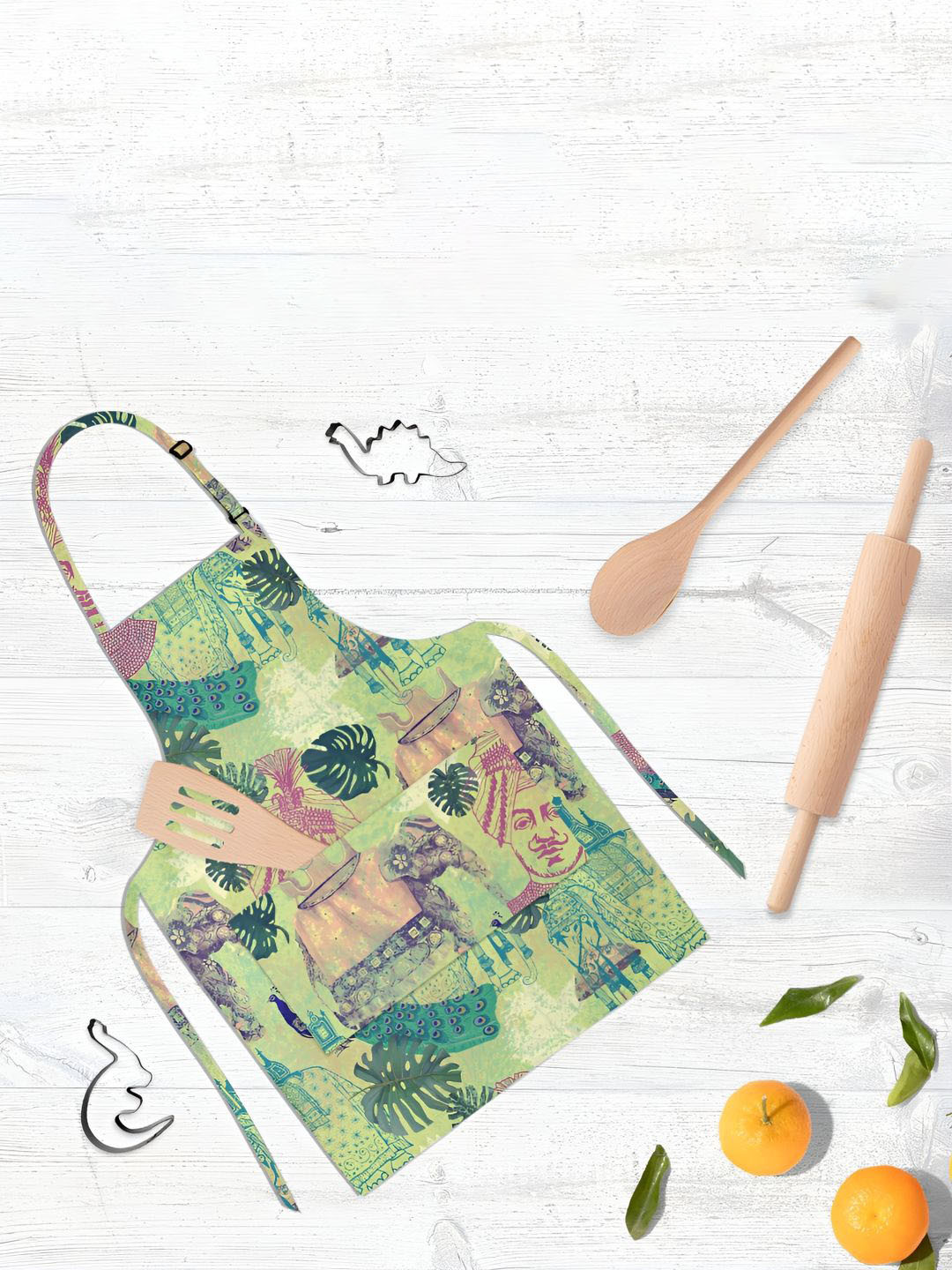 

ArtzFolio Green & Grey Printed Cotton Aprons