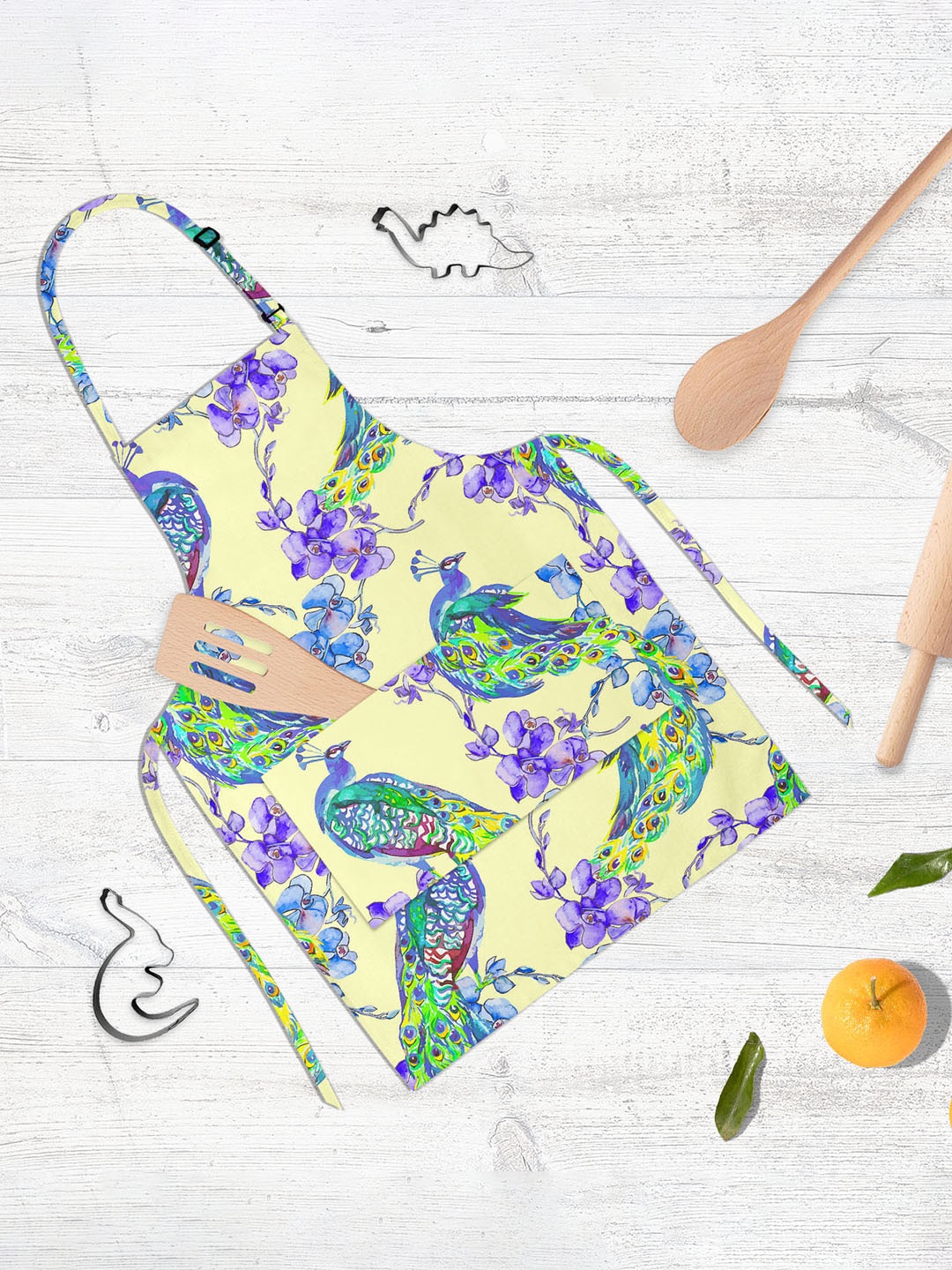 

ArtzFolio Kids Cream Colored & Purple Printed Cotton Aprons