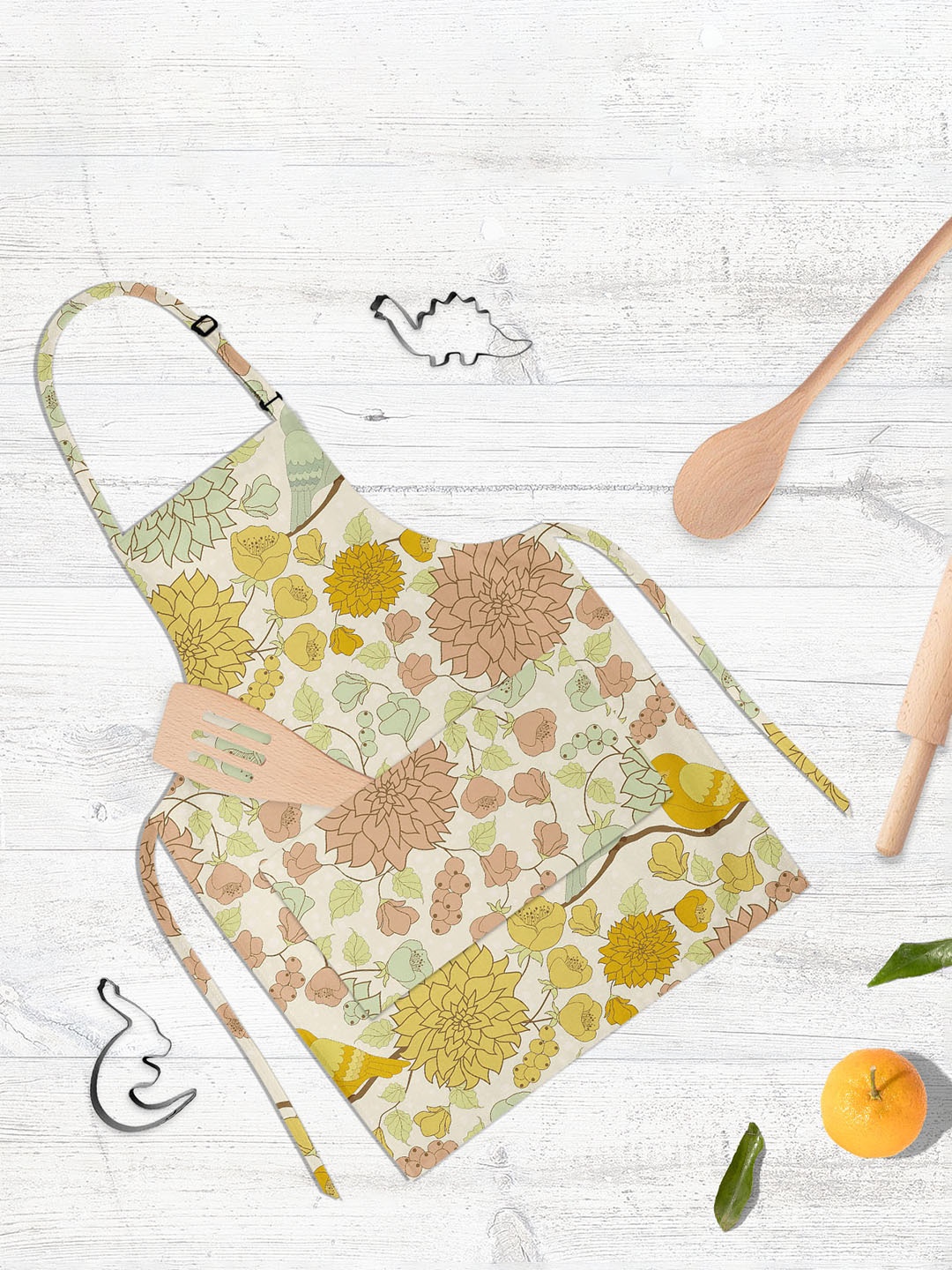 

ArtzFolio Beige & Yellow Printed Cotton Aprons