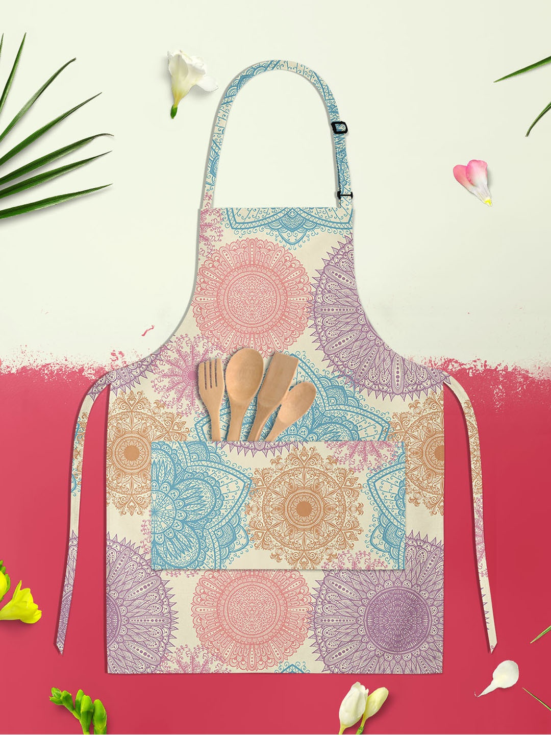 

ArtzFolio Beige & Violet Printed Cotton Aprons