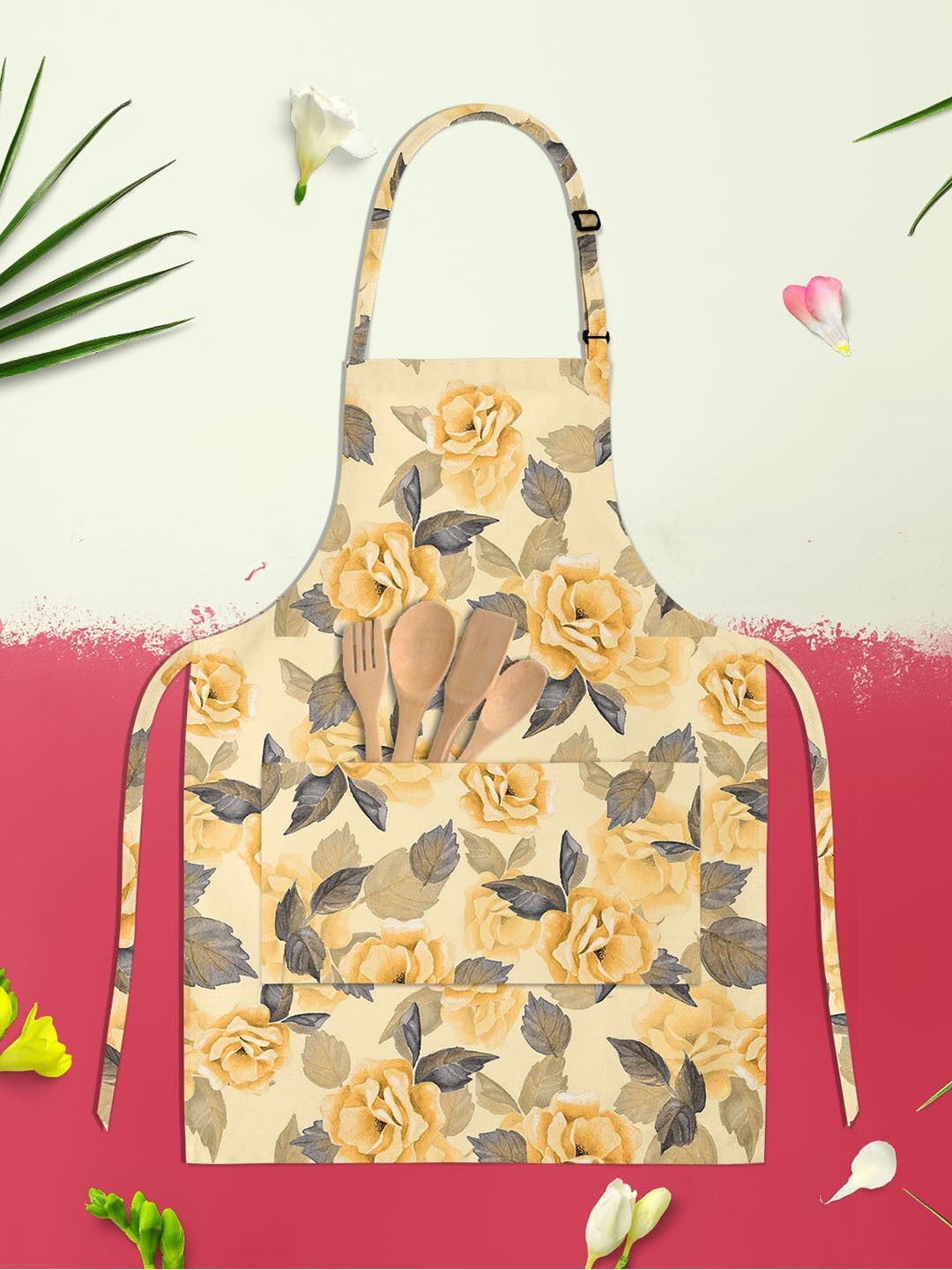

ArtzFolio Kids Beige & Yellow Printed Cotton Aprons