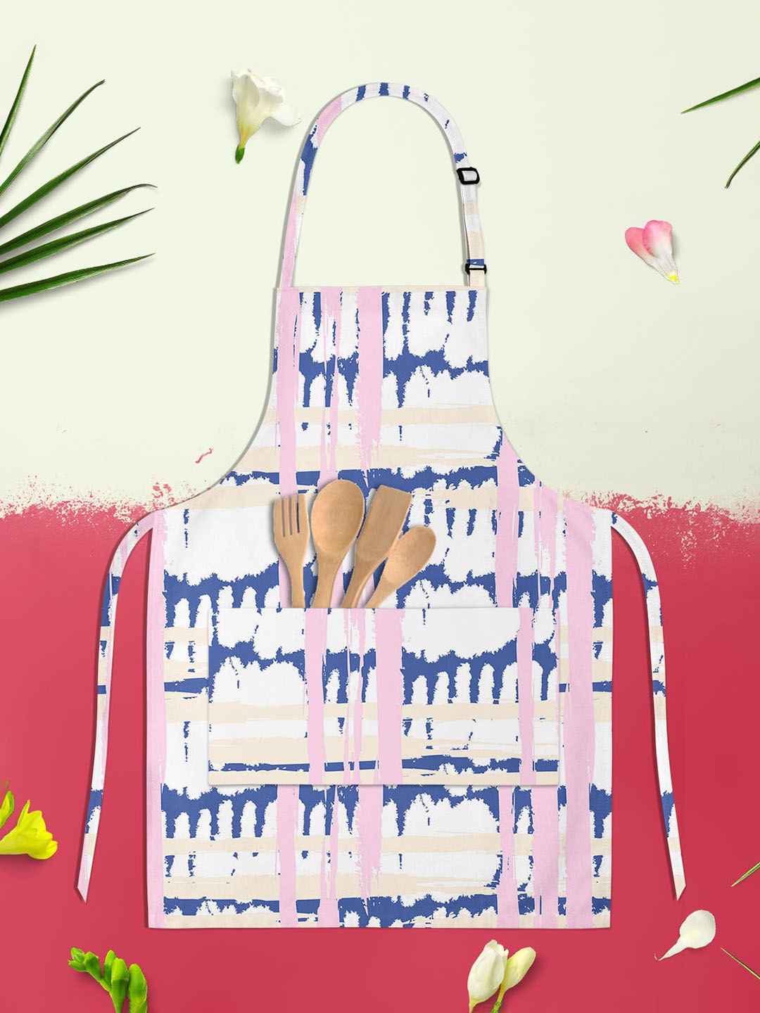 

ArtzFolio Pink & Blue Printed Pure Cotton Apron