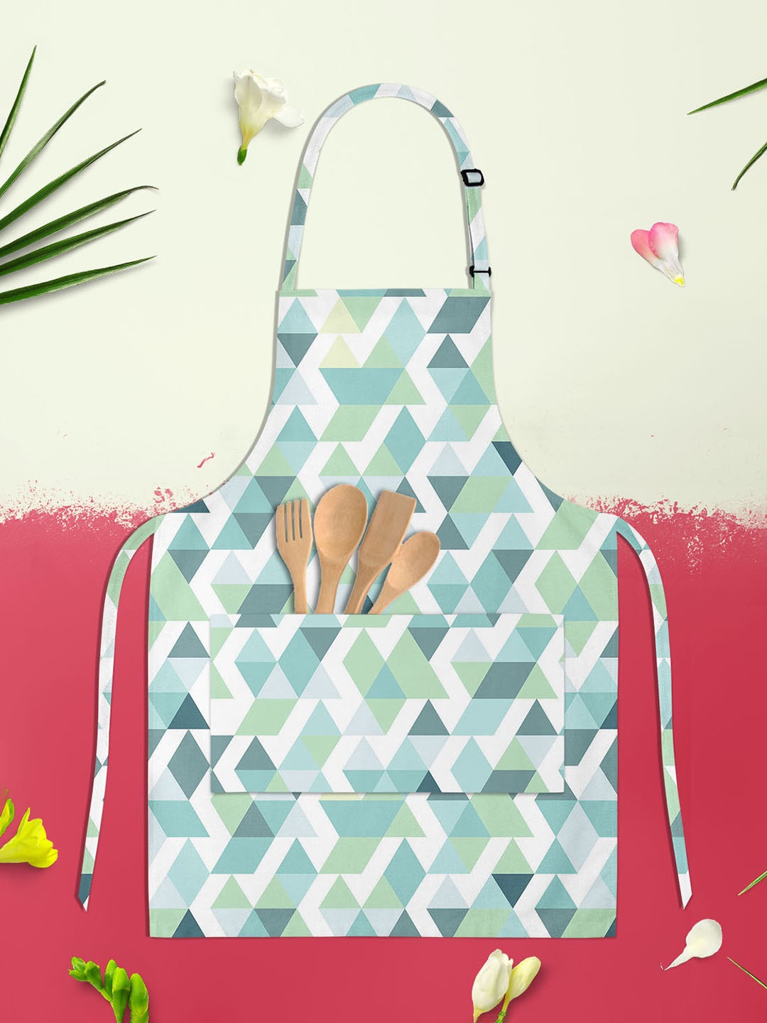 

ArtzFolio Kids White & Grey Printed Cotton Aprons
