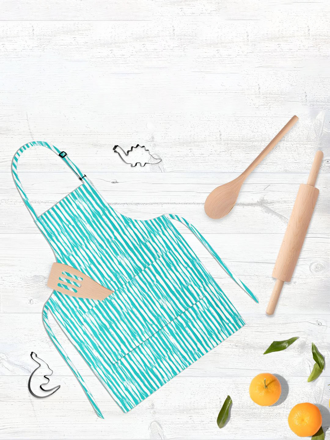 

ArtzFolio Striped Lines Kids Blue & White Printed Cotton Apron
