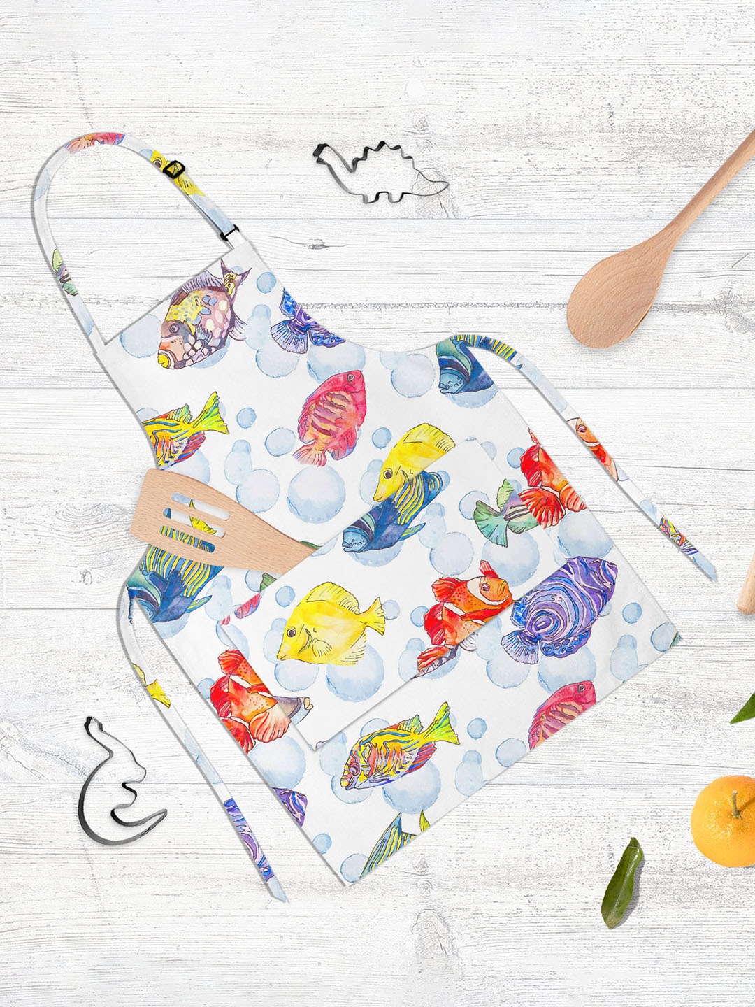 

ArtzFolio Yellow & White Printed Pure Cotton Apron