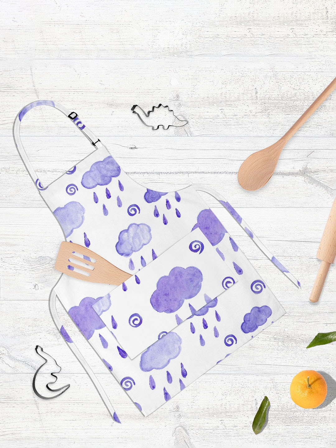 

ArtzFolio Purple & White Printed Pure Cotton Apron