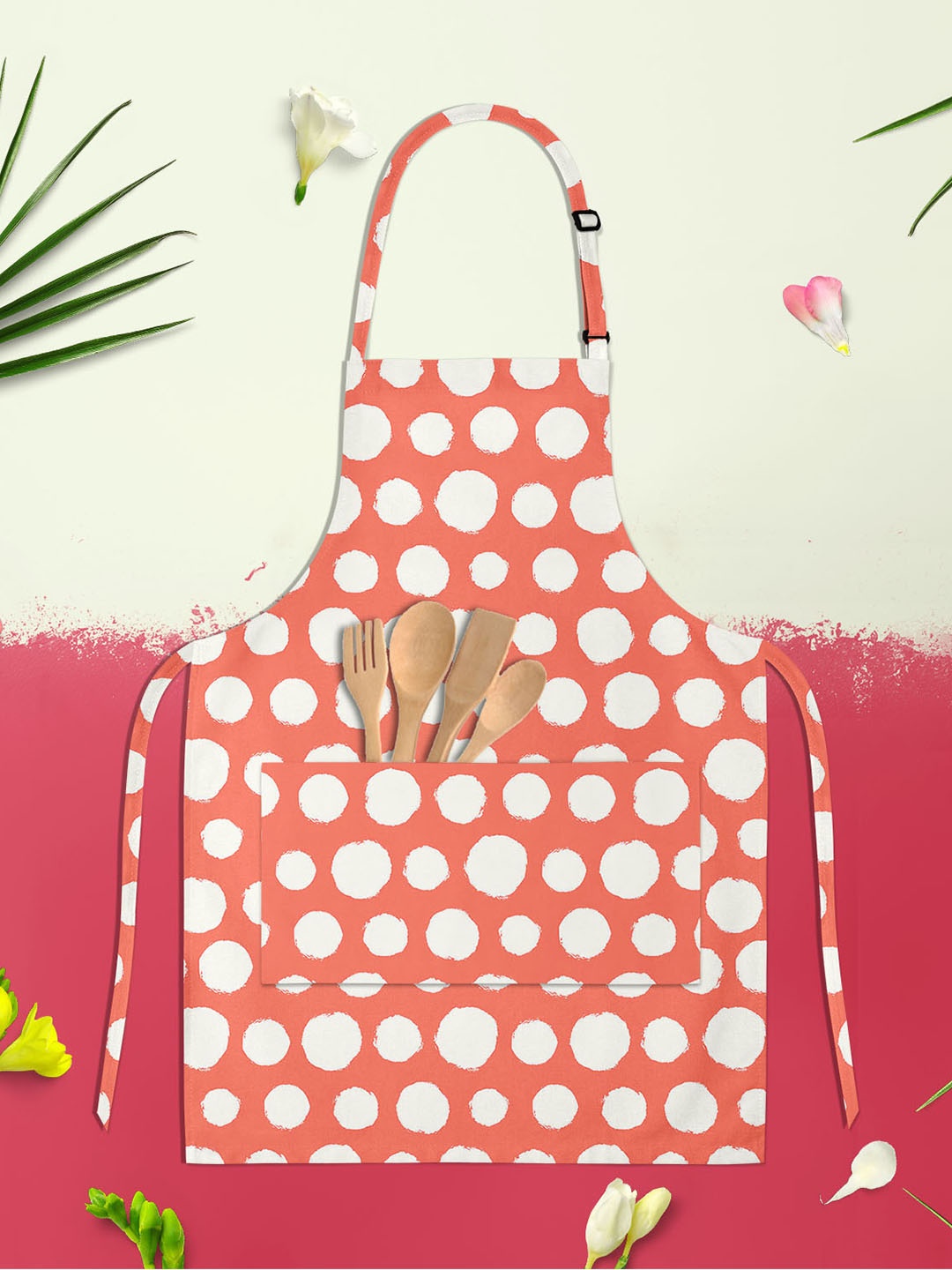 

ArtzFolio Kids Red & White Printed Cotton Aprons