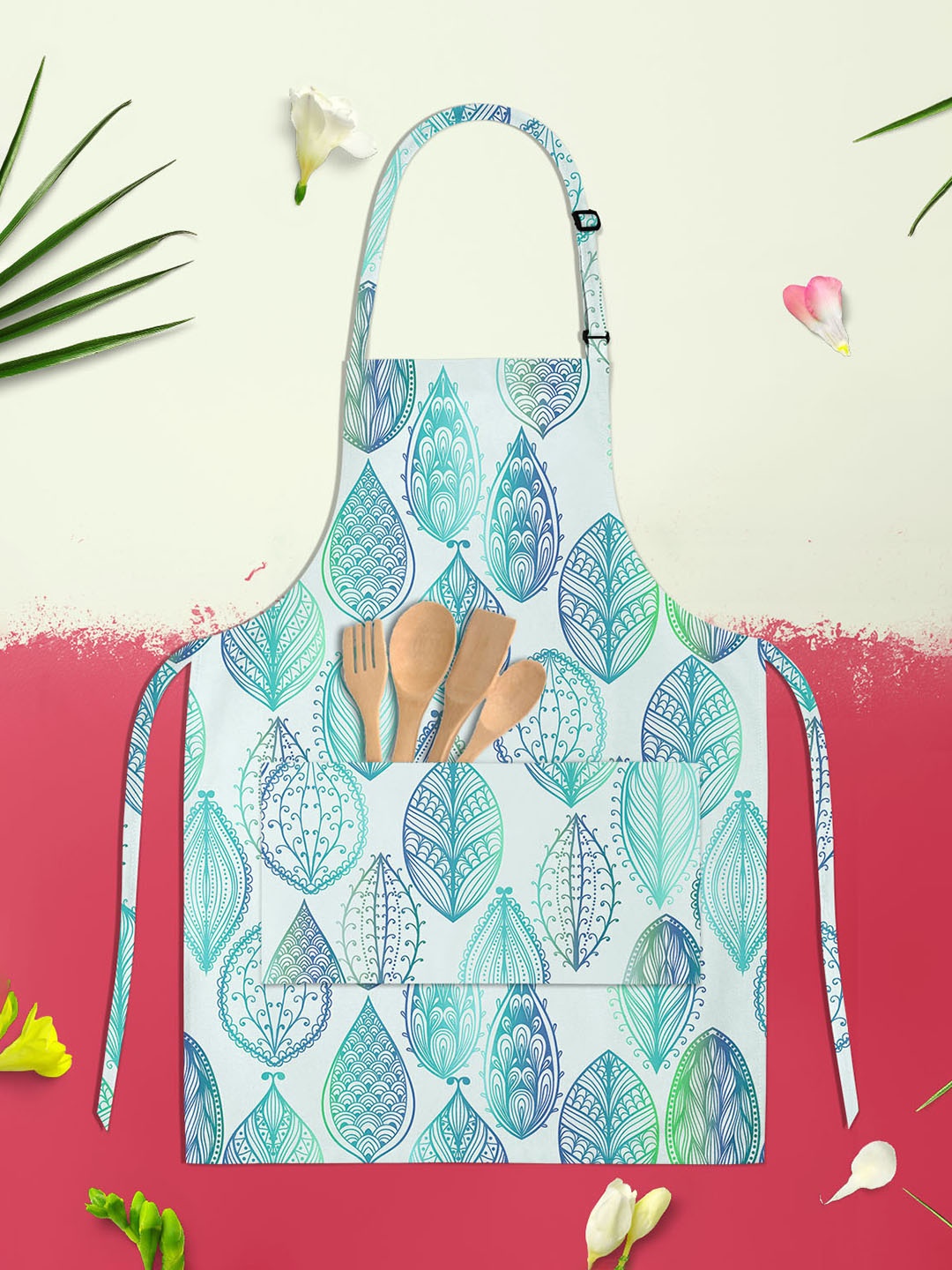 

ArtzFolio White & Blue Printed Cotton Aprons