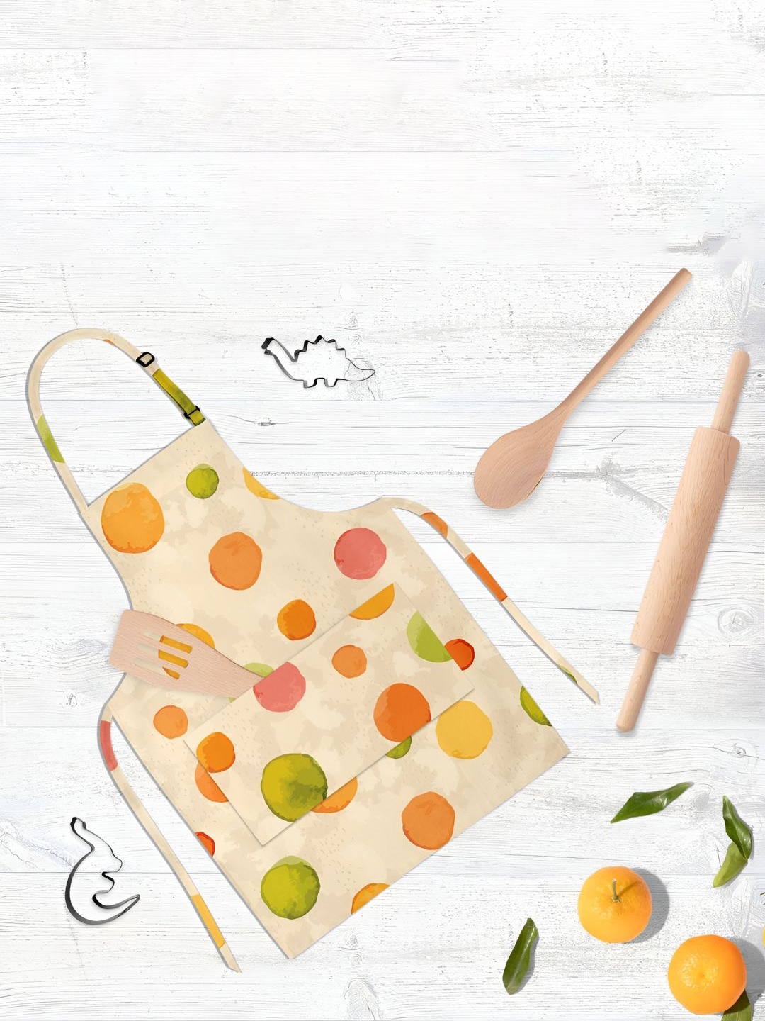 

ArtzFolio Watercolor Dots D1 Cream-Colored & Orange-Colored Printed Cotton Apron