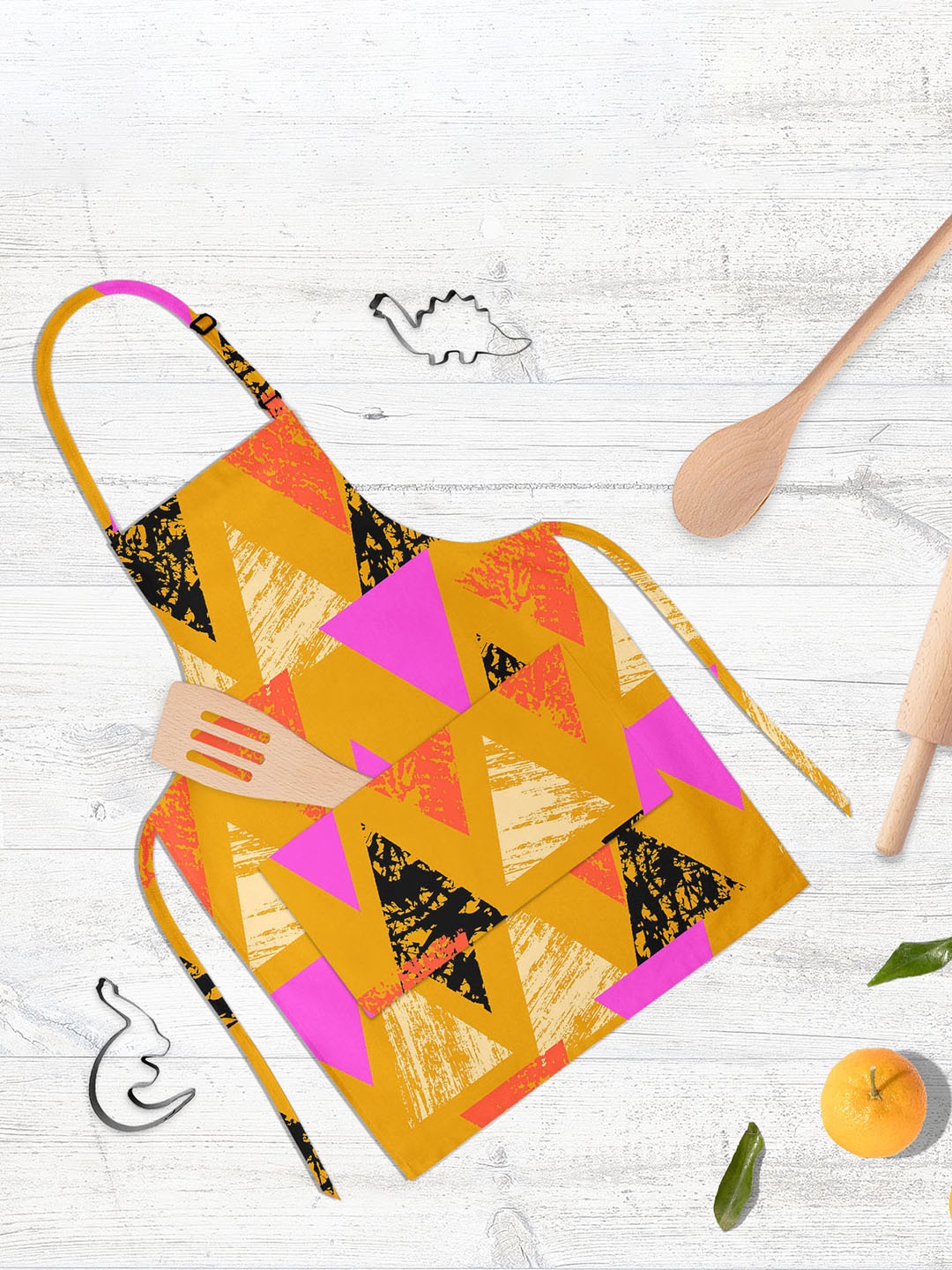 

ArtzFolio Kids Mustard Yellow & Pink Printed Cotton Aprons