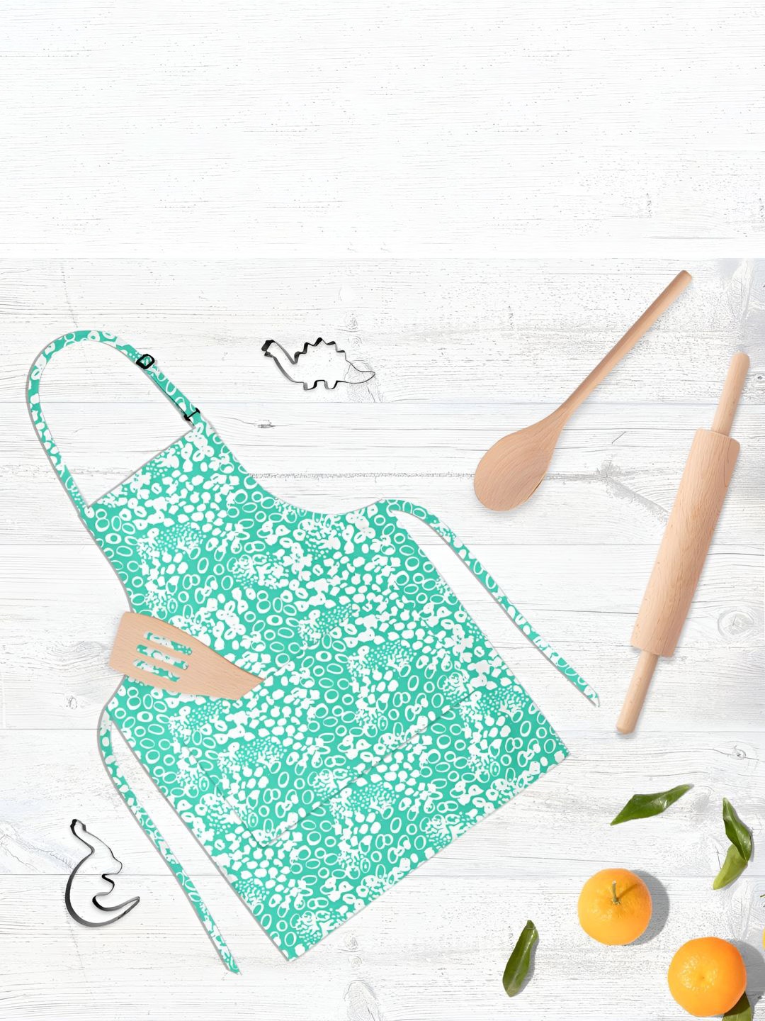 

ArtzFolio Kids Sea Green & White Printed Cotton Aprons