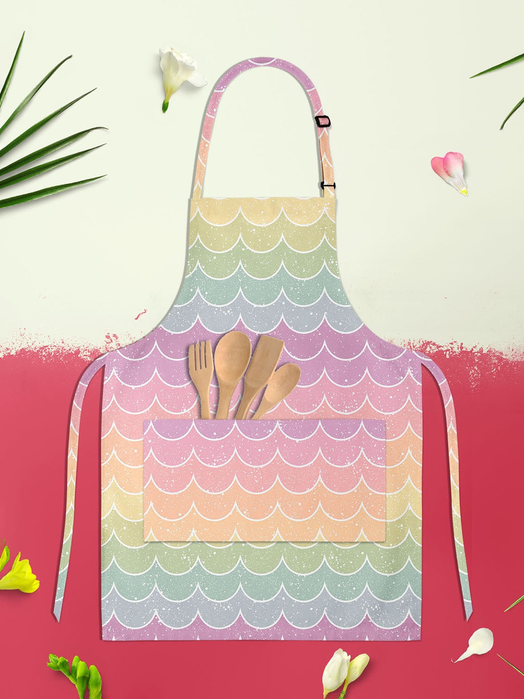 

ArtzFolio Wavey Purple & Green Printed Cotton Apron