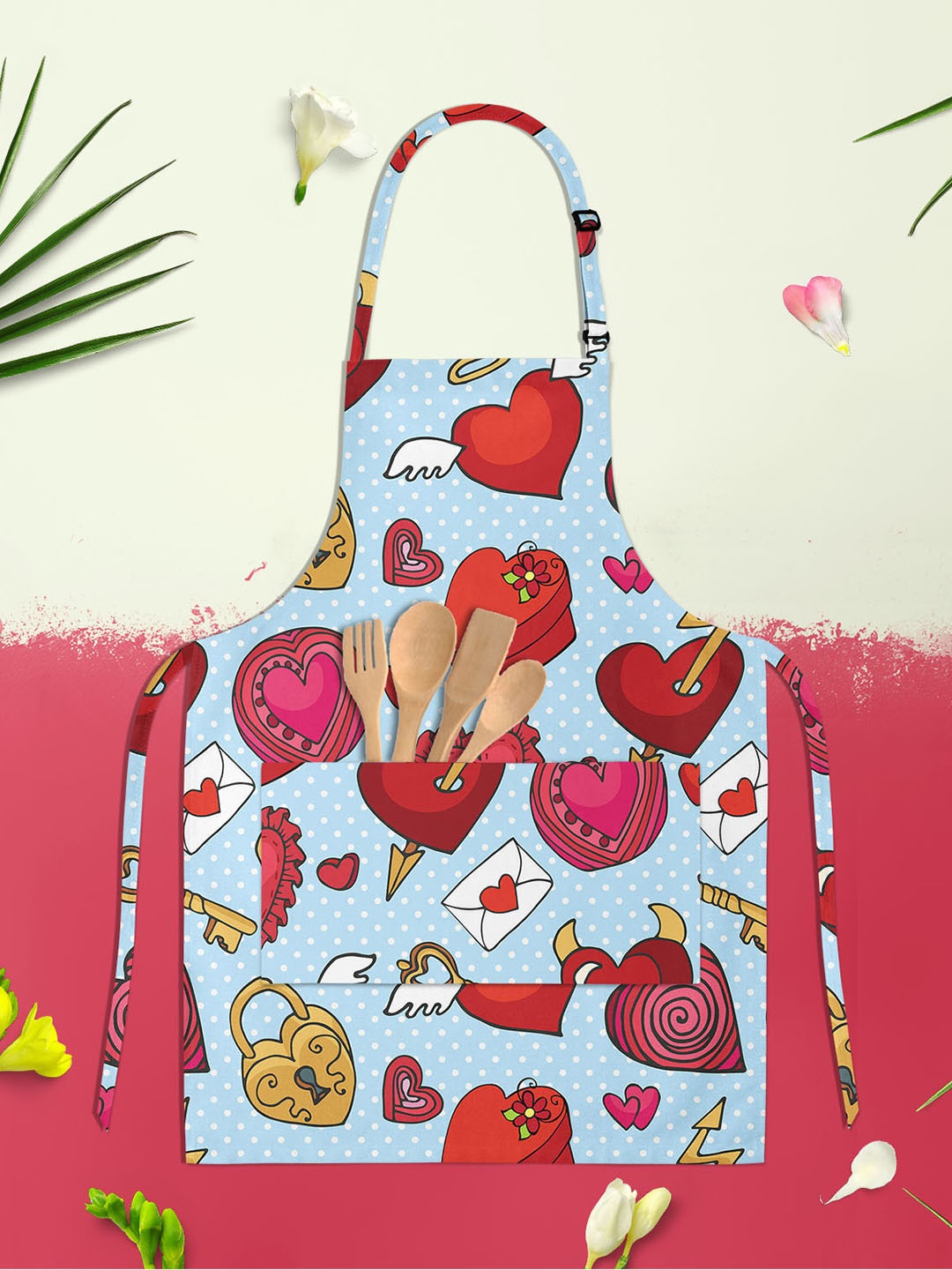 

ArtzFolio Blue & Red Printed Cotton Aprons