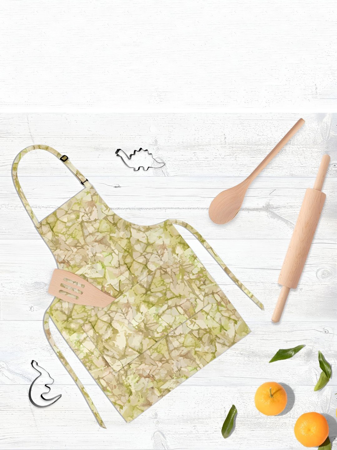 

ArtzFolio Green & Beige Printed Pure Cotton Apron