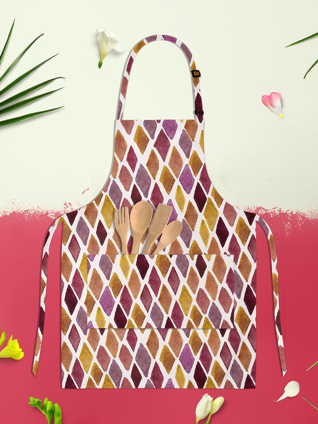 

ArtzFolio Purple & White Printed Pure Cotton Apron