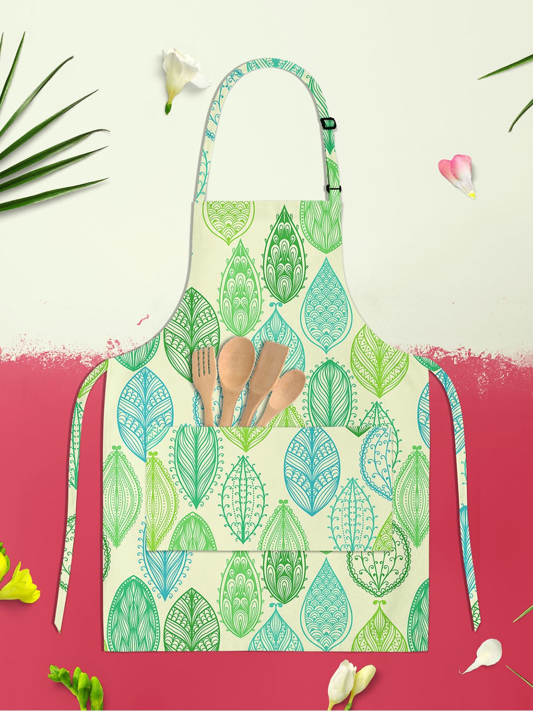 

ArtzFolio Green & Beige Printed Pure Cotton Apron