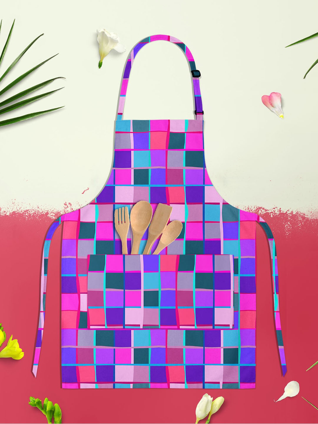 

ArtzFolio Purple & Blue Printed Pure Cotton Apron