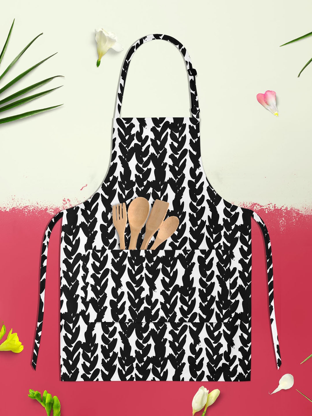 

ArtzFolio Black & White Printed Cotton Aprons