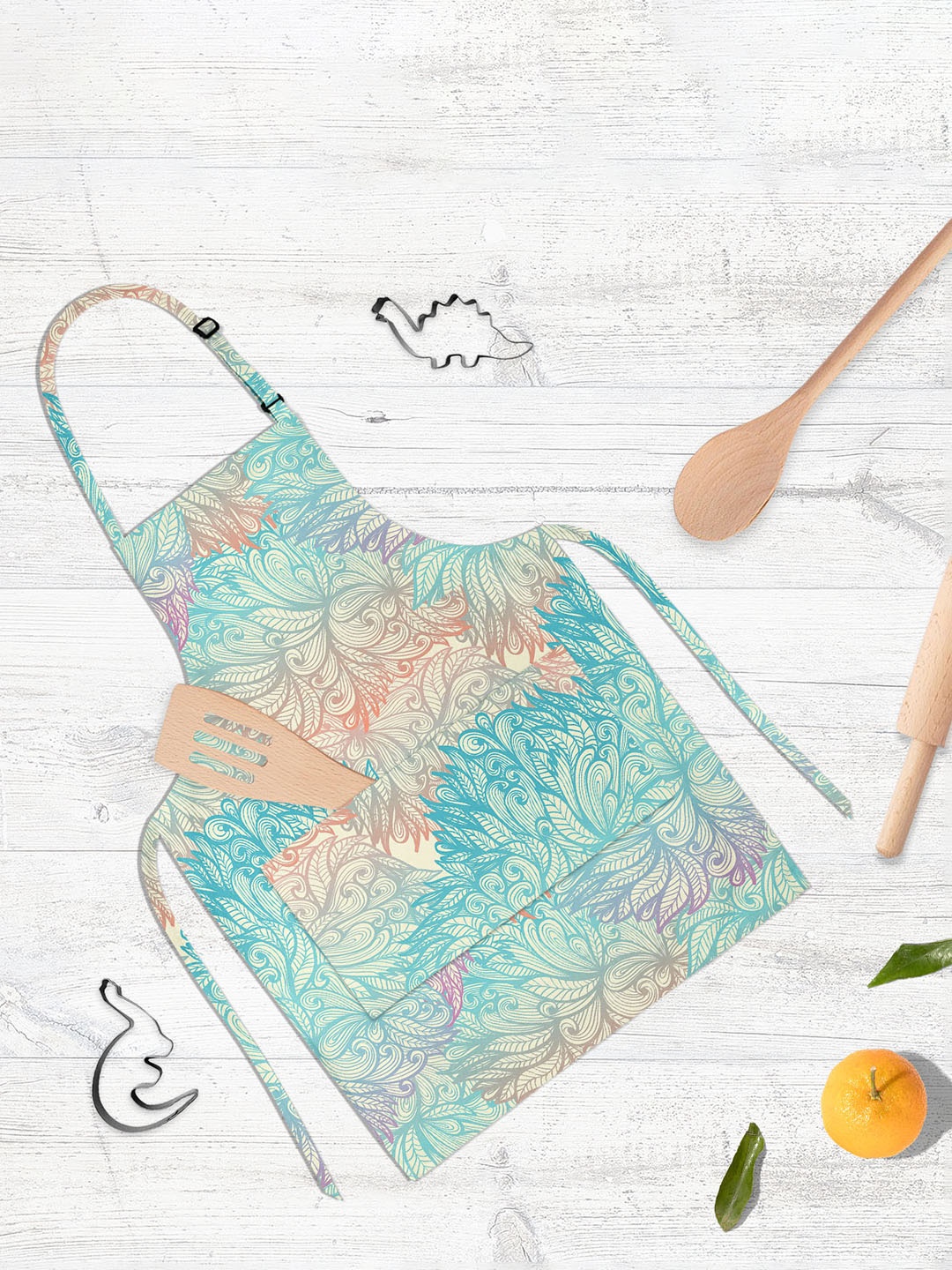

ArtzFolio Kids Blue & Cream Colored Printed Cotton Aprons