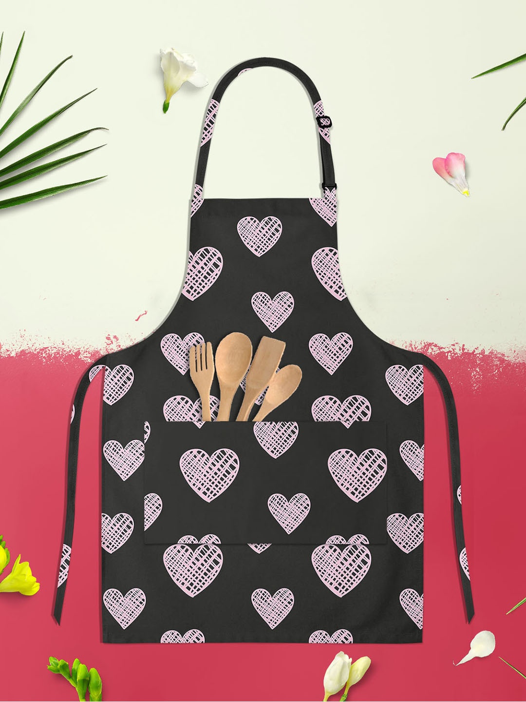 

ArtzFolio Kids Black & Pink Printed Cotton Aprons