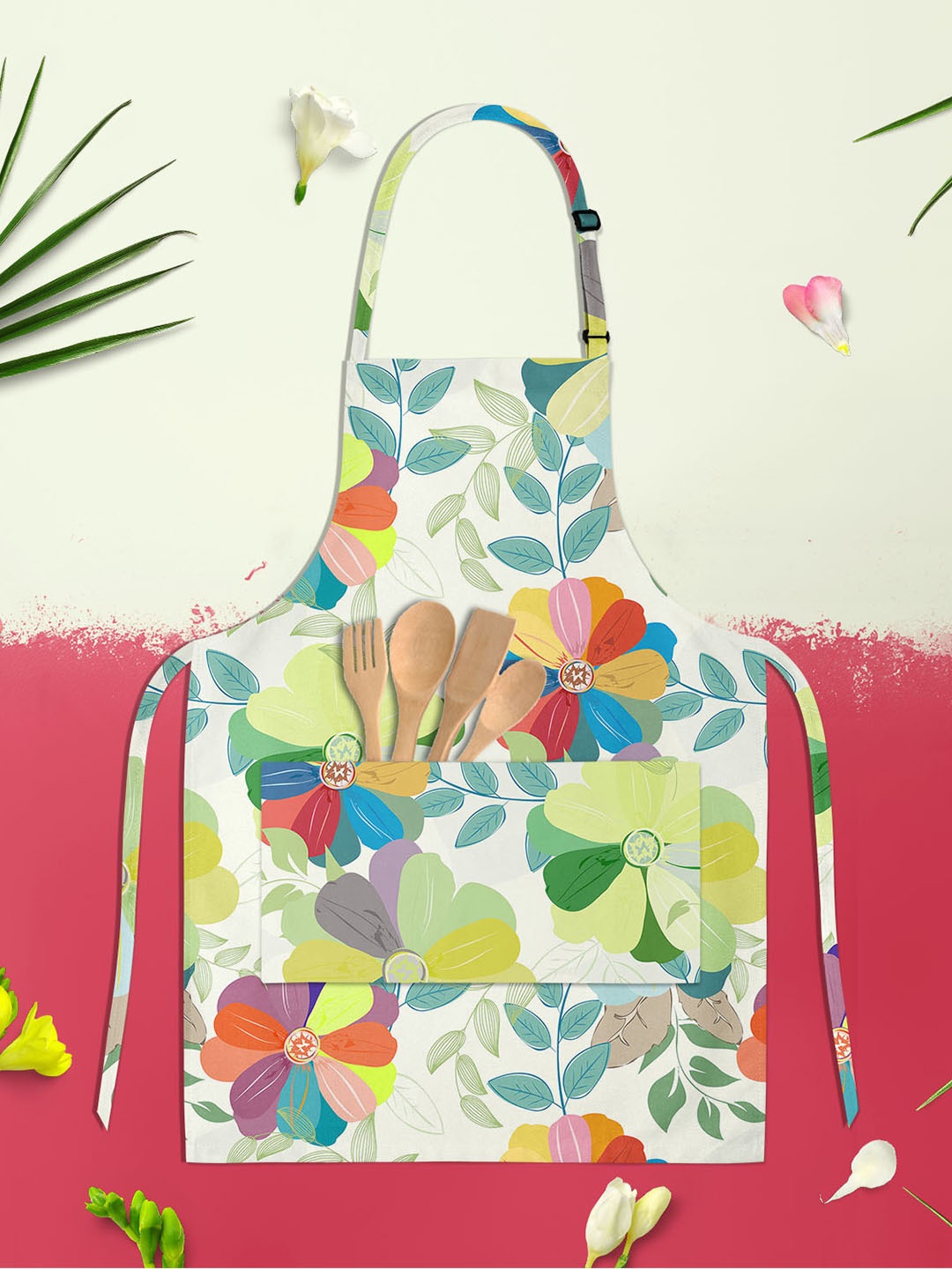 

ArtzFolio Green & White Printed Pure Cotton Apron