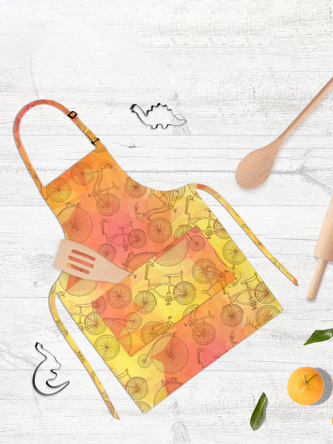 

ArtzFolio Yellow & Orange Printed Pure Cotton Apron