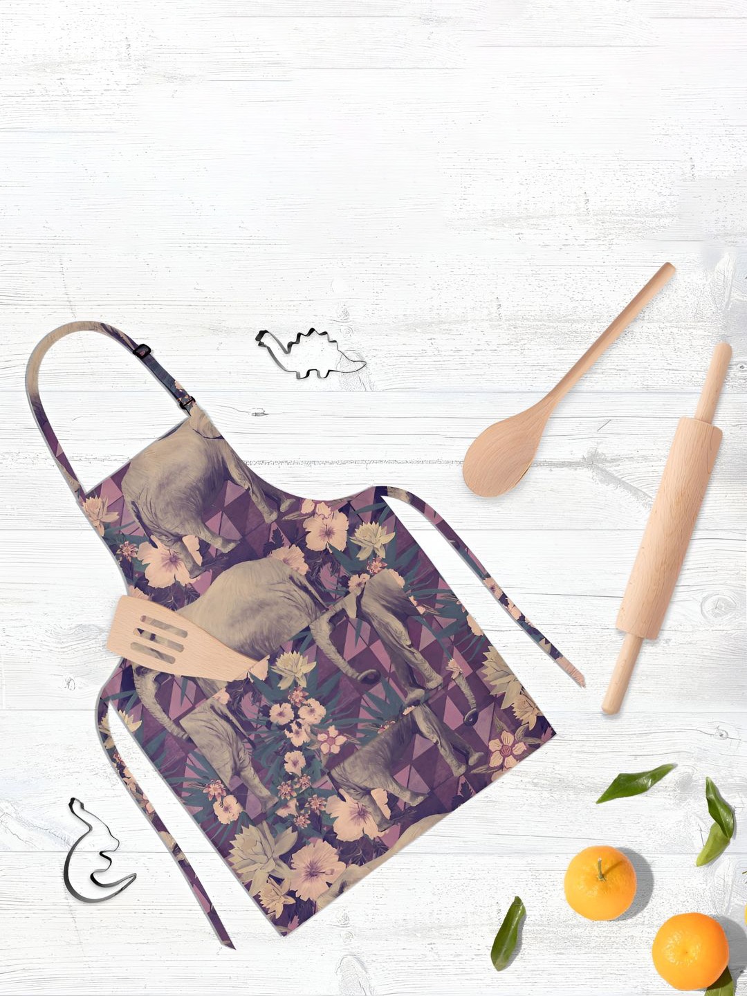 

ArtzFolio Purple & Beige Printed Pure Cotton Apron