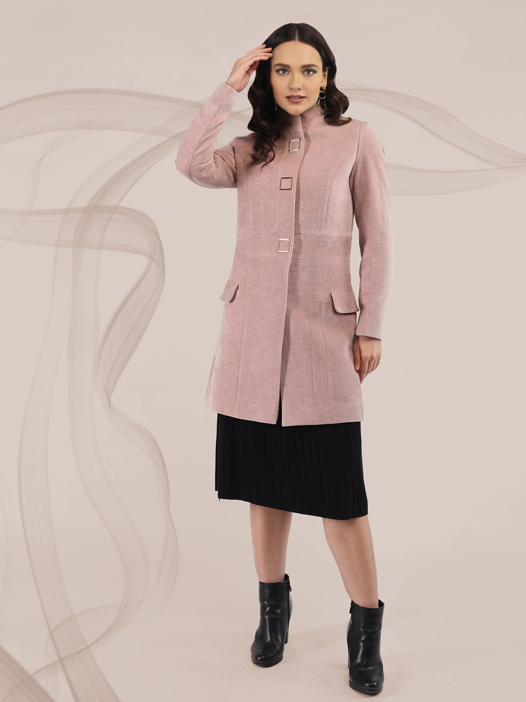 

The Roadster Lifestyle Co Single Breasted Winter Wear Woolen Overcoat, Pink