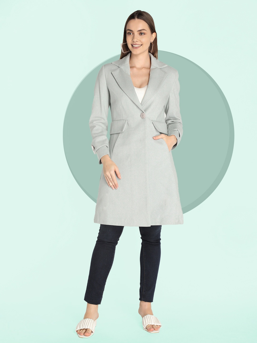 

The Roadster Lifestyle Co Long Sleeved Spread Collar Coats, Green