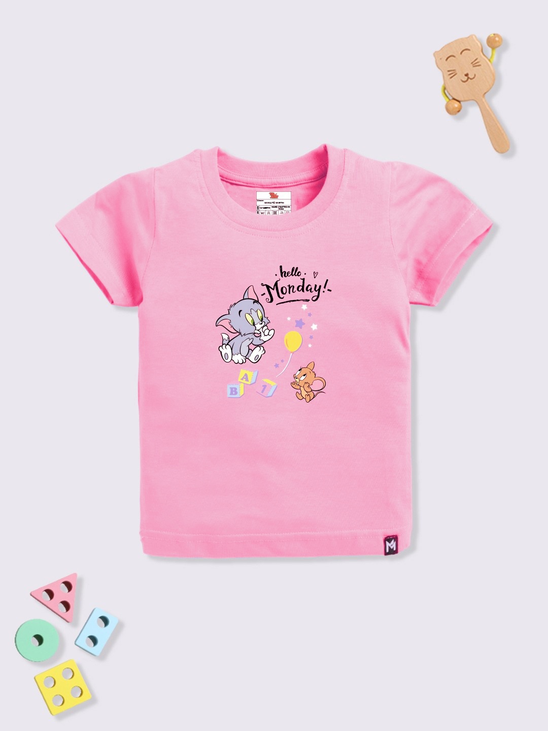 

YK X Minute Mirth Boys Printed T-shirt, Pink