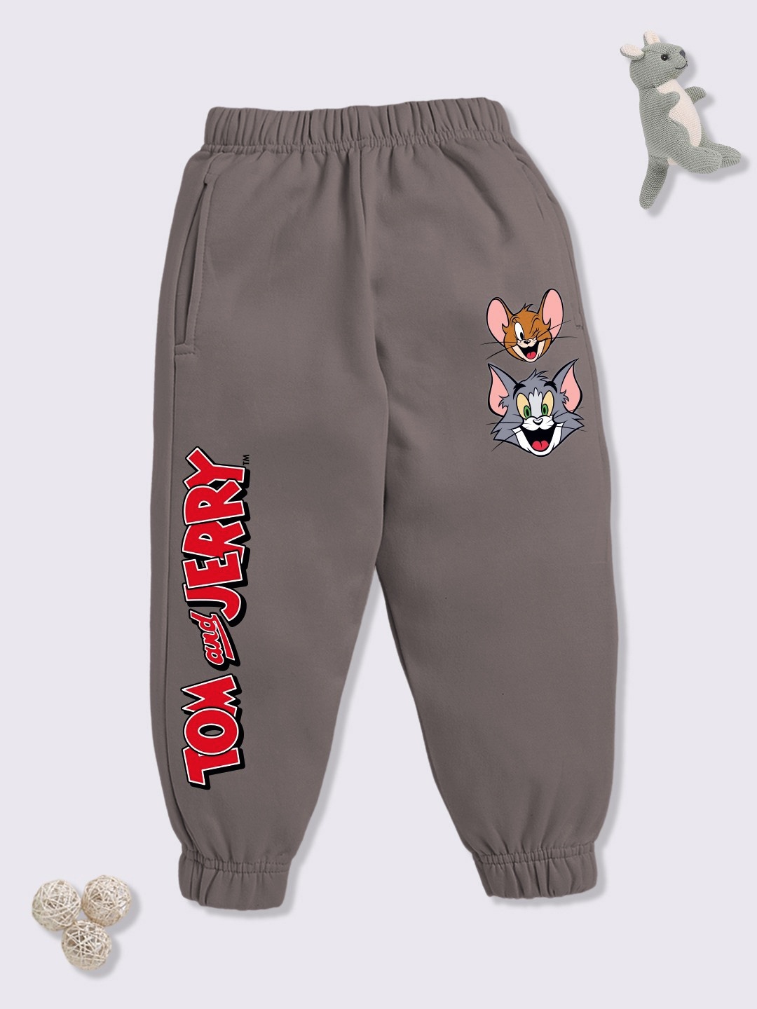 

YK X Minute Mirth Girls Tom & Jerry Printed Joggers, Grey