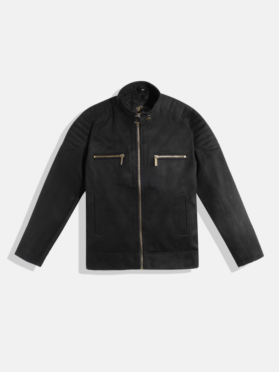 

Leather Retail Boys Suede Faux Leather Biker Jacket, Black