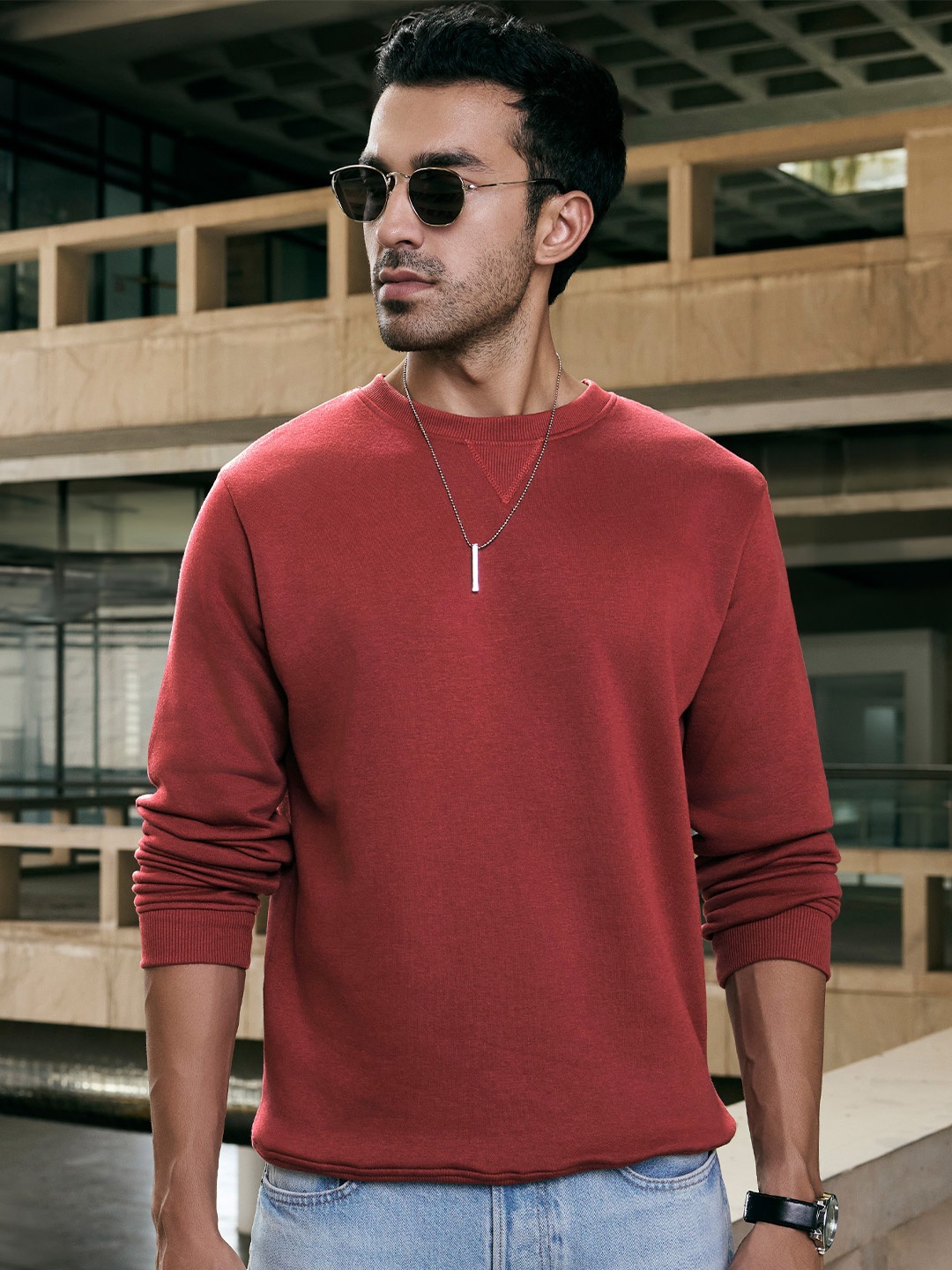 

XYXX Men Slim Fit IntelliSmooth Neo Cotton Pullover Sweatshirt, Maroon