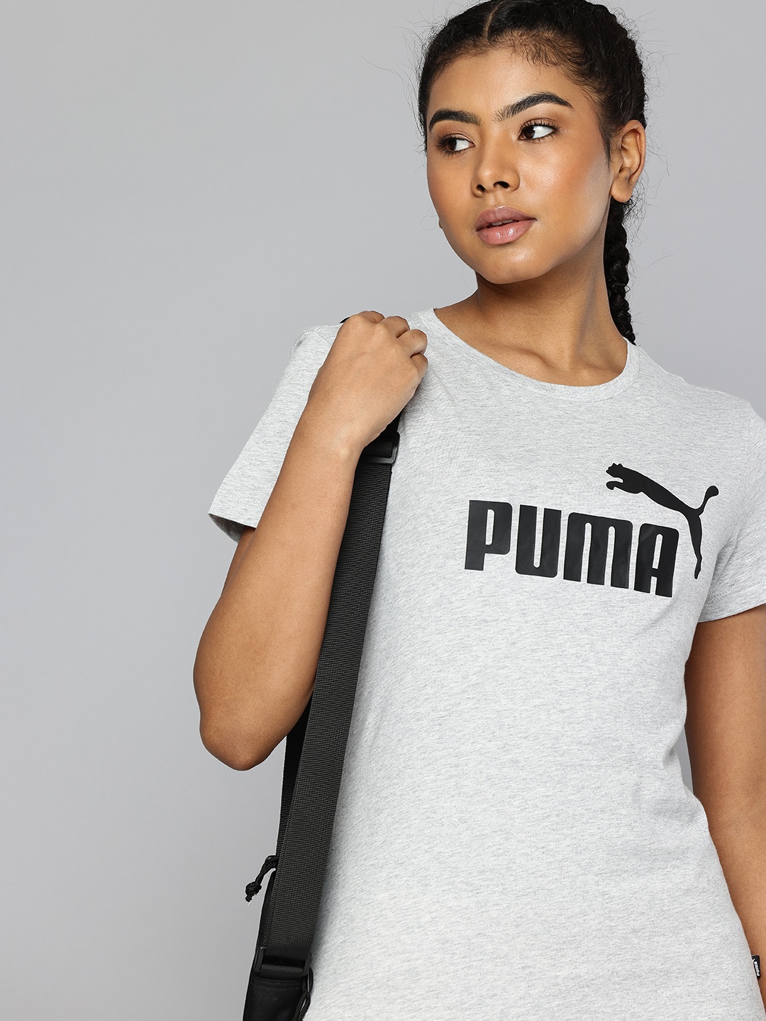 

Puma Brand Logo Printed Pure Cotton T-shirt, Grey