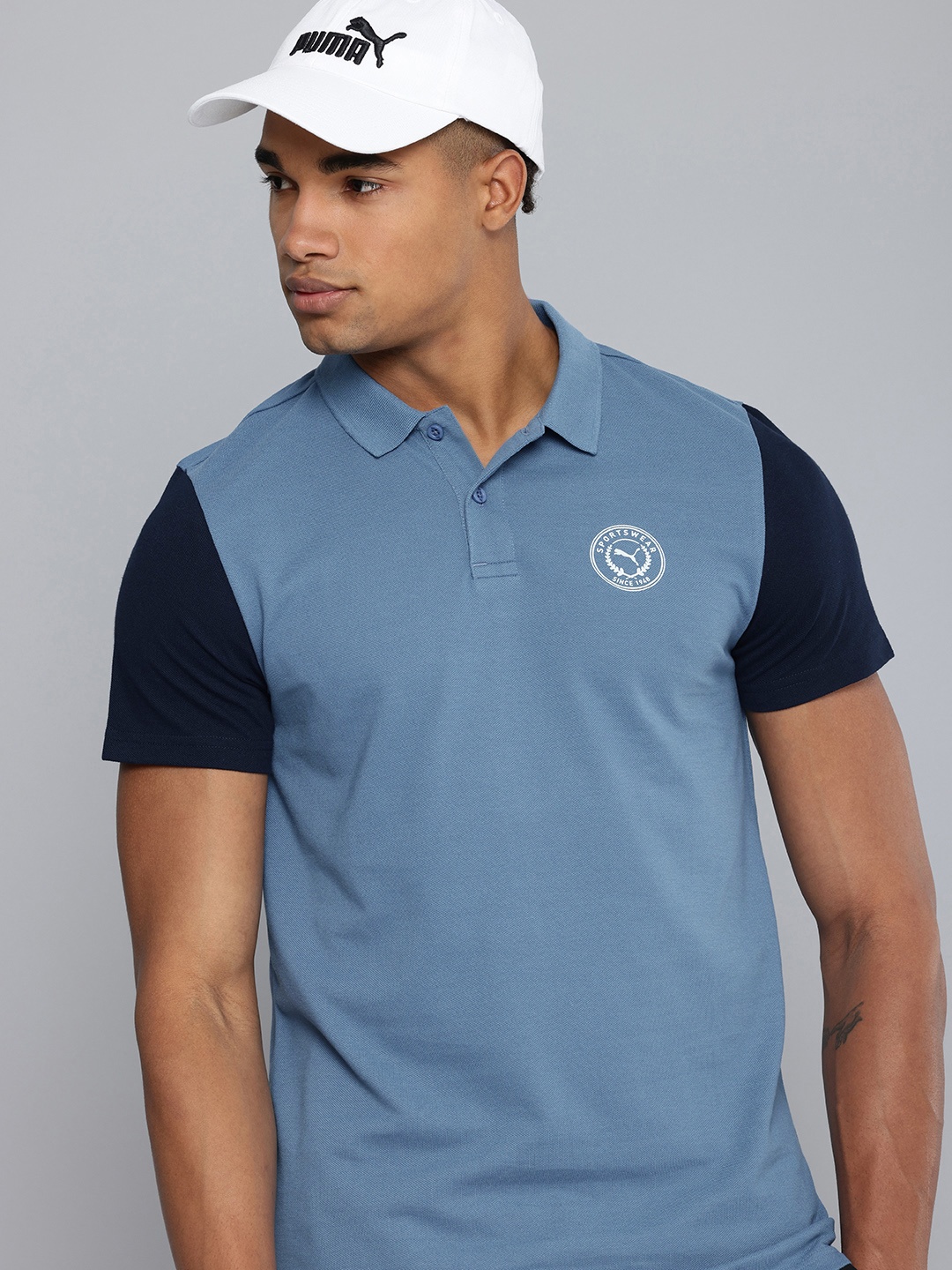 

Puma ESS Polo Collar Slim Fit T-shirt, Blue