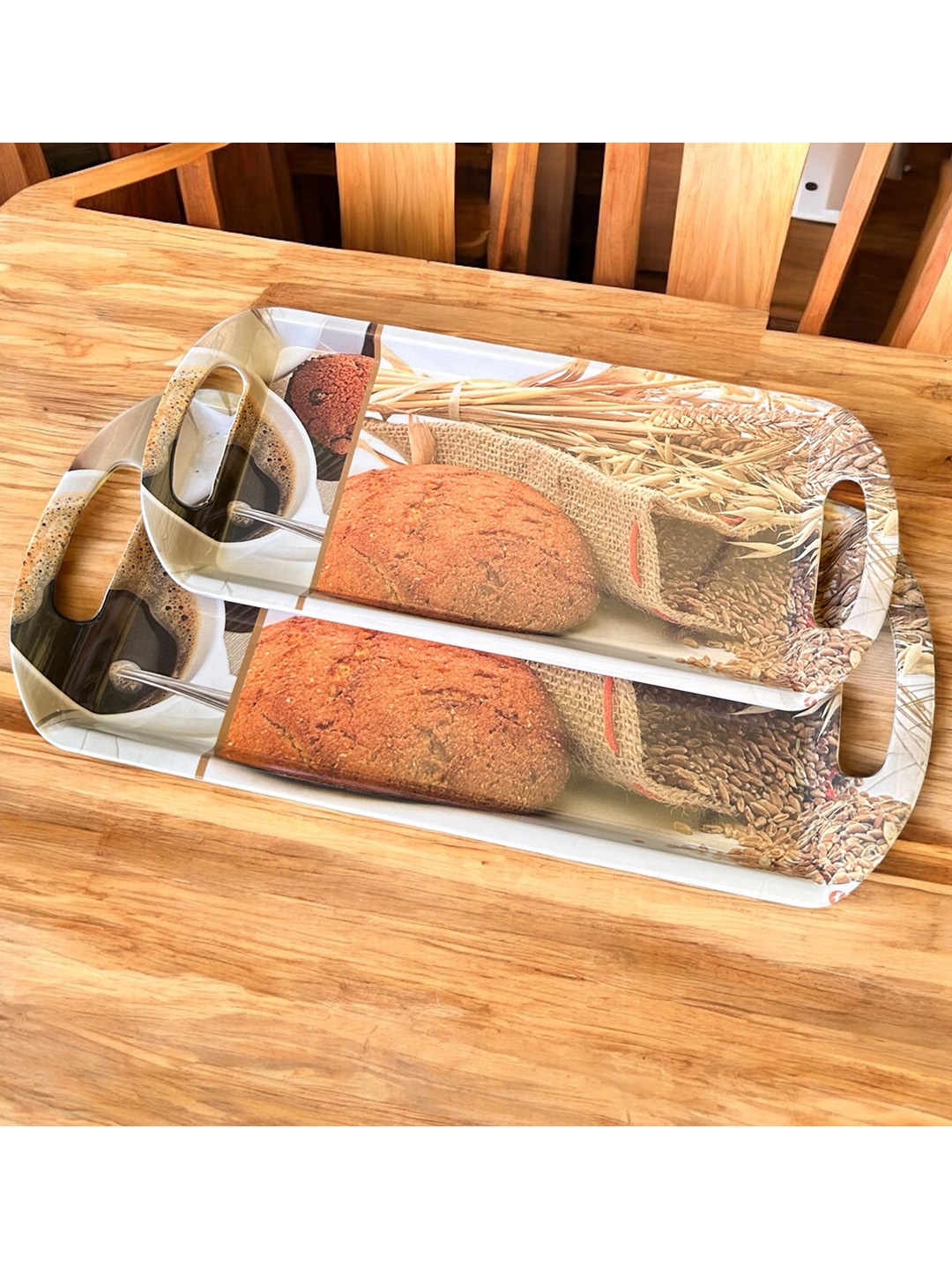

Gallery99 Beige 2024 Melamine 2 Pieces Microwave Safe Serving Tray