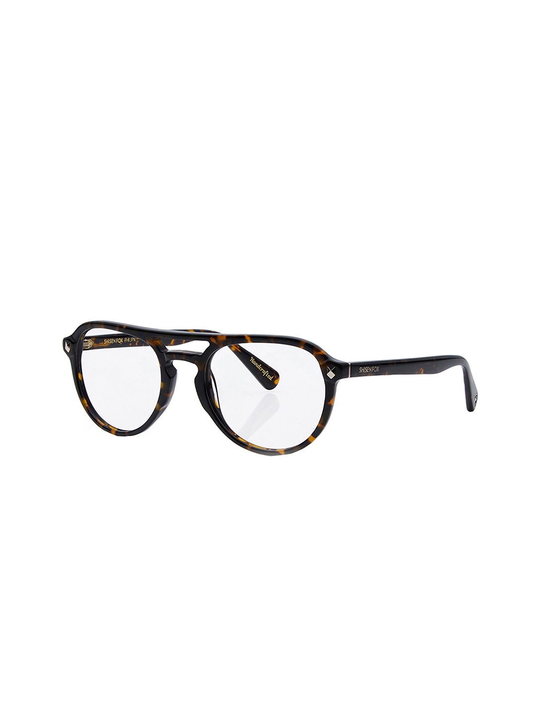 

Shisen Fox Unisex Full Rim Abstract Printed Aviator Frames, Brown