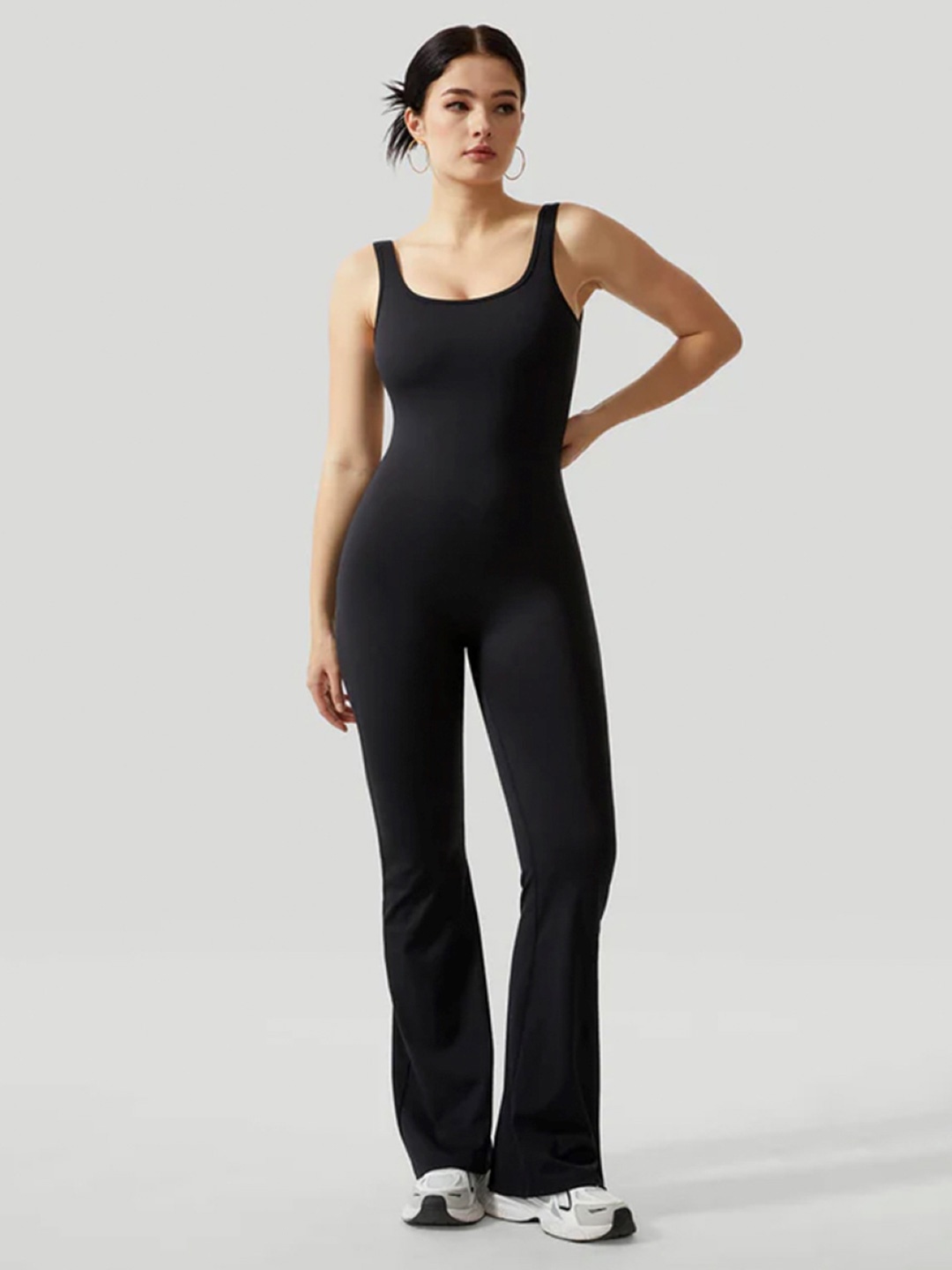 

Cheekee Basic Women Sleeveless Flare Jumpsuit, Black