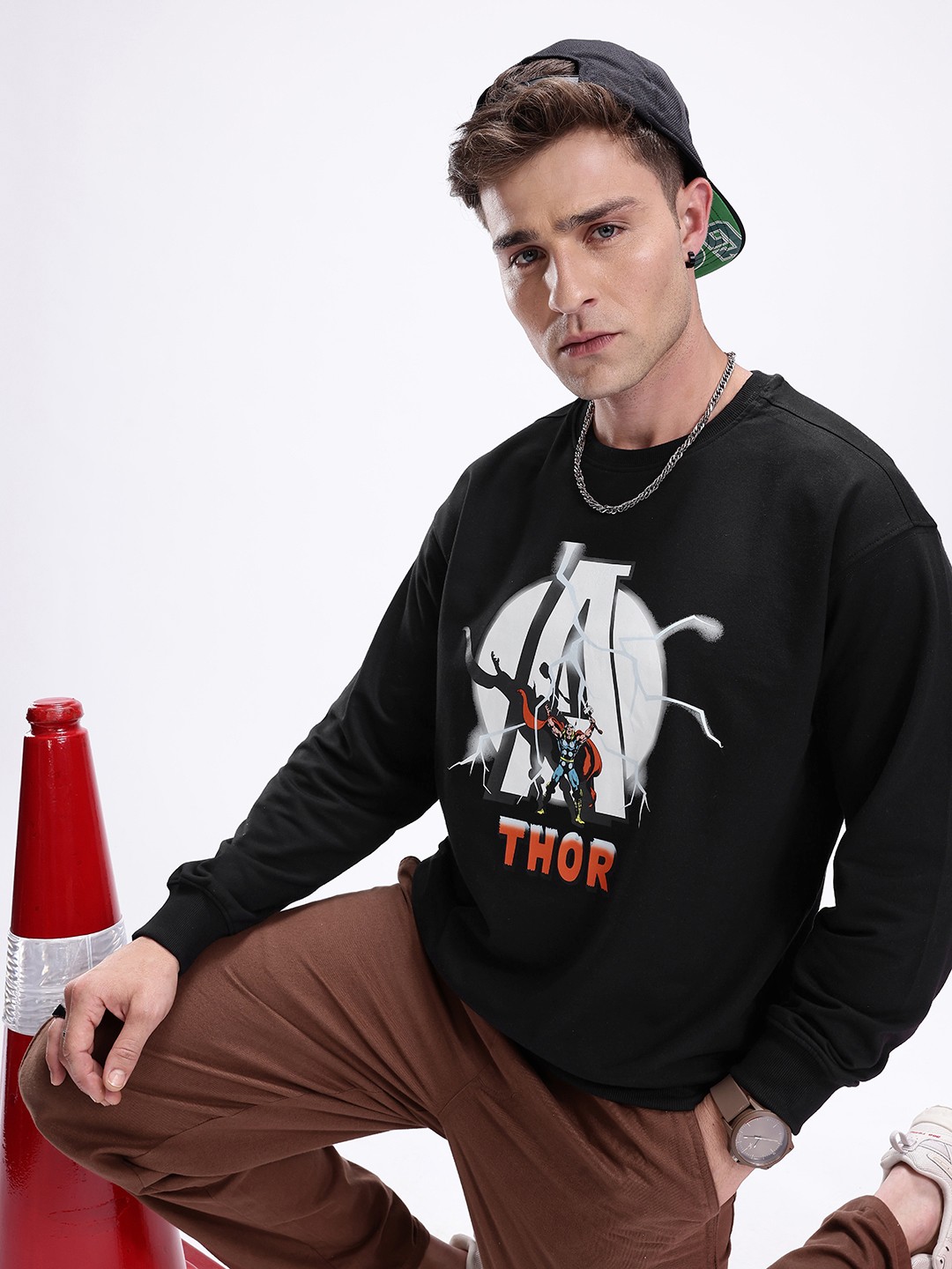 

Kook N Keech Marvel Thor Printed Oversized Sweatshirt, Black
