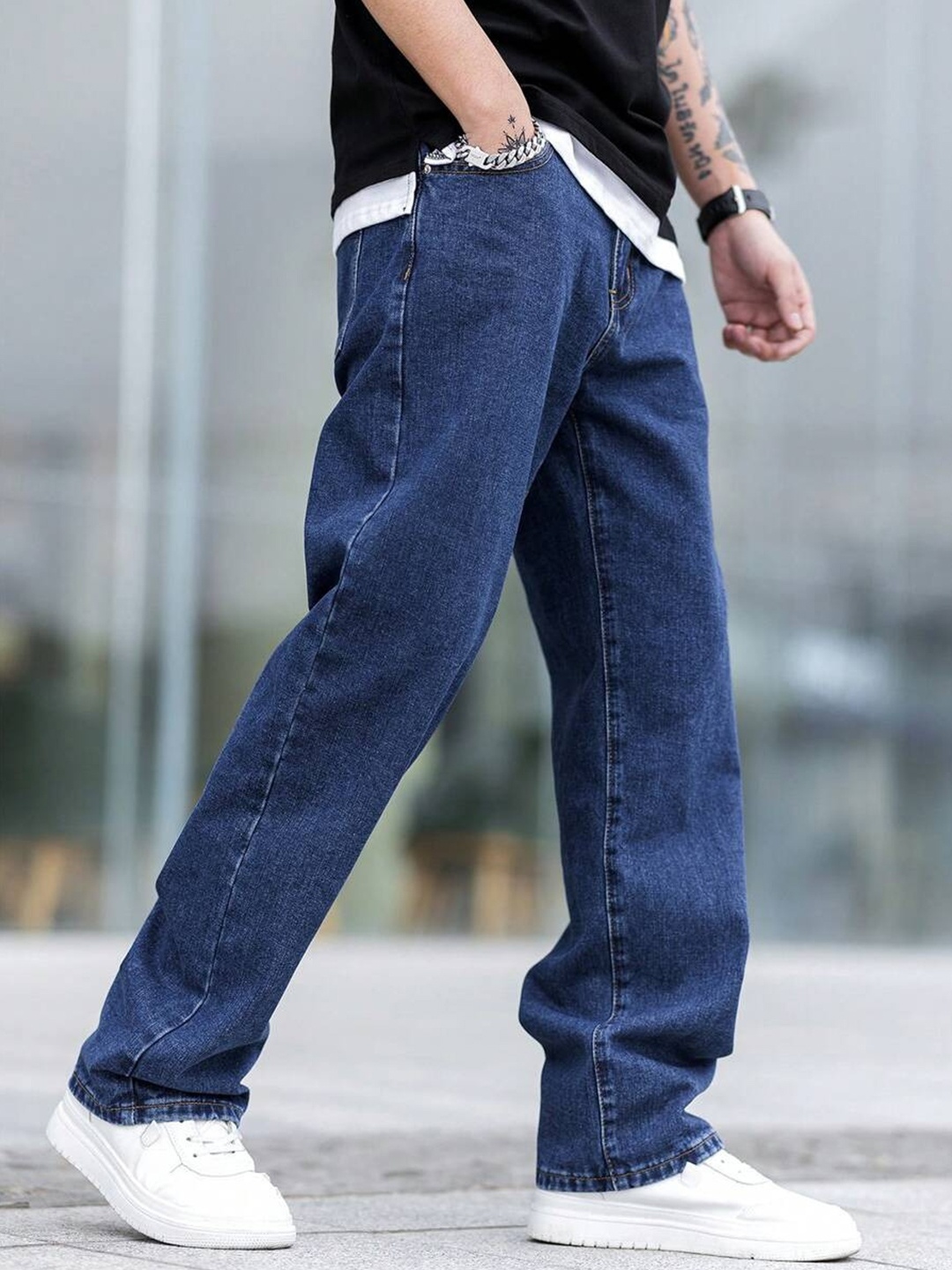 

DENIMLOOK Men Relaxed Fit Stretchable Jeans, Blue