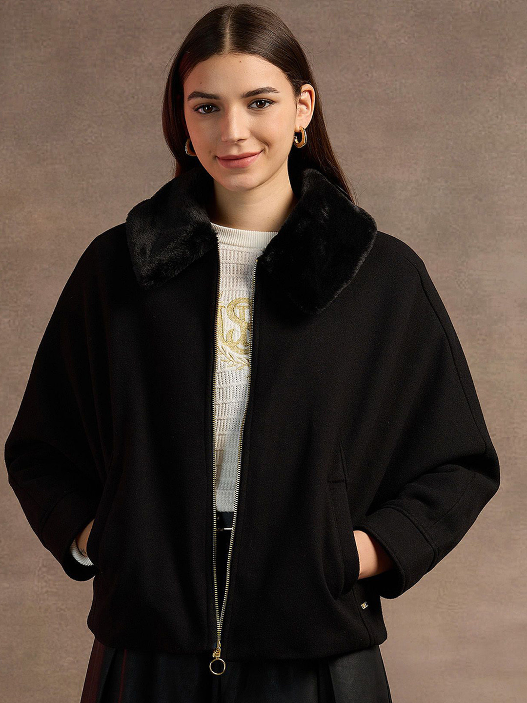 

U.S. Polo Assn. Women Spread Collar Solid Casual Parka Jacket, Black