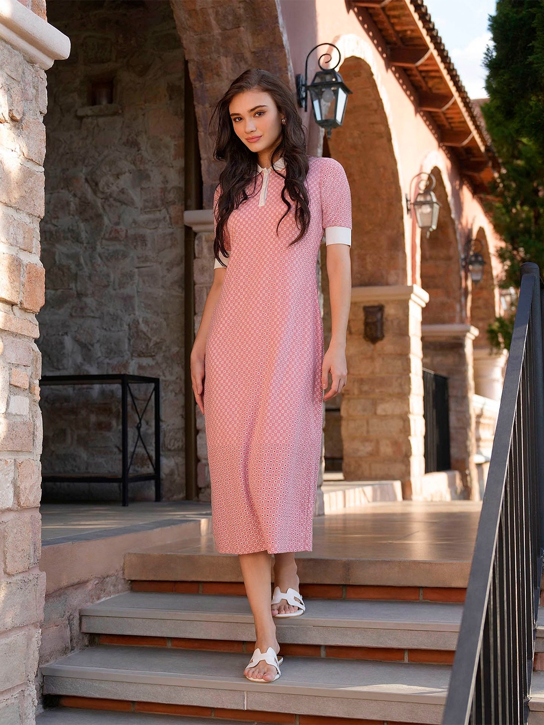 

U.S. Polo Assn. Women Printed T-shirt Midi Dress, Pink
