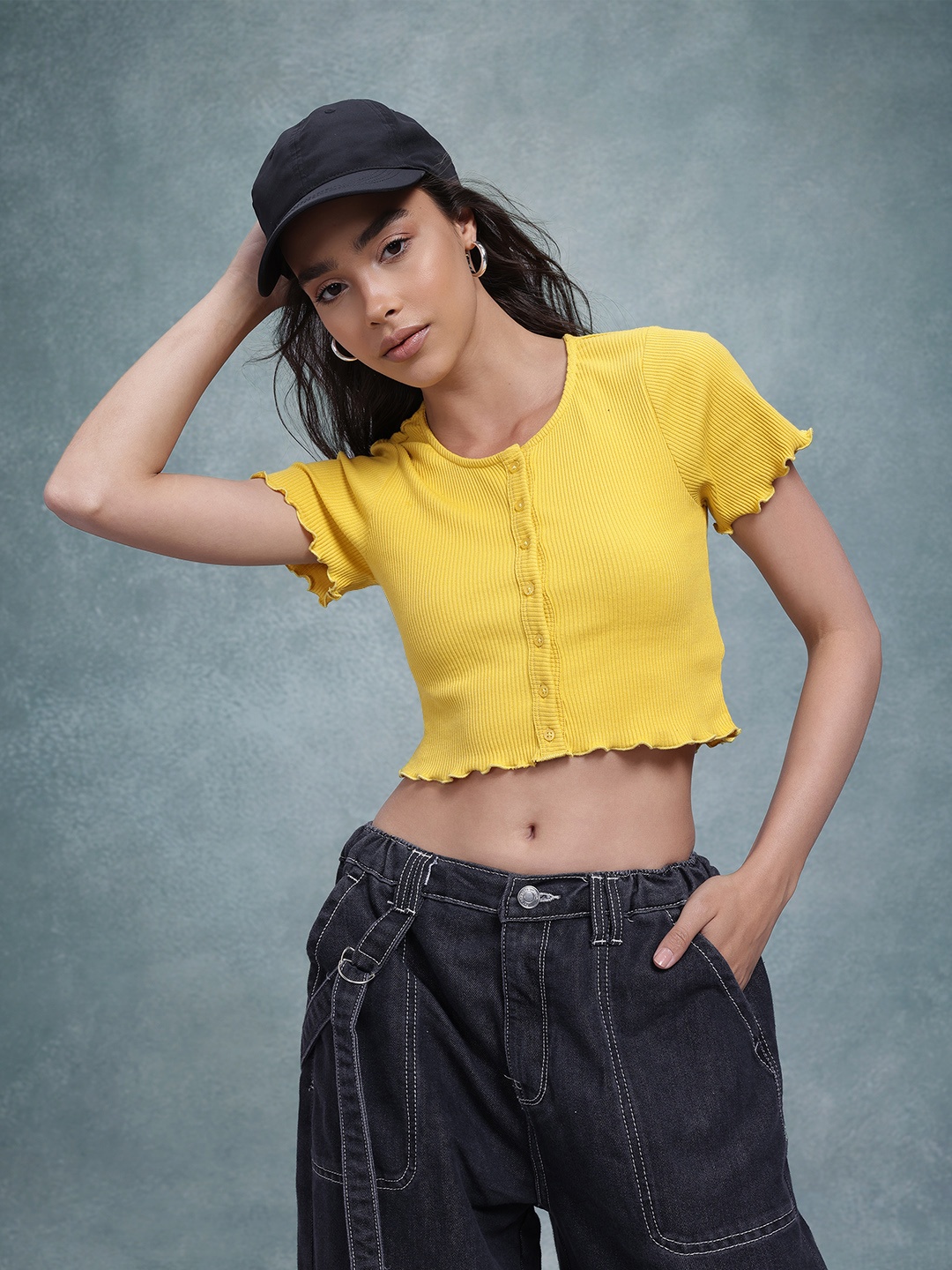 

The Roadster Life Co. Ribbed Crop Top, Mustard