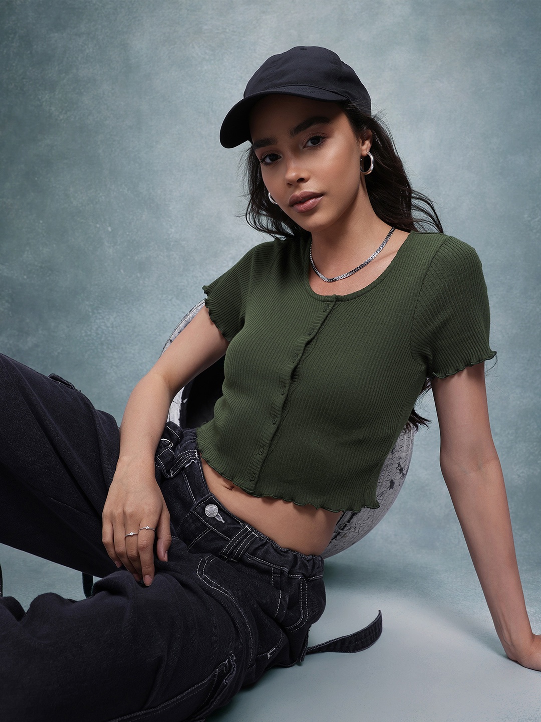 

The Roadster Life Co. Ribbed Crop Top, Olive