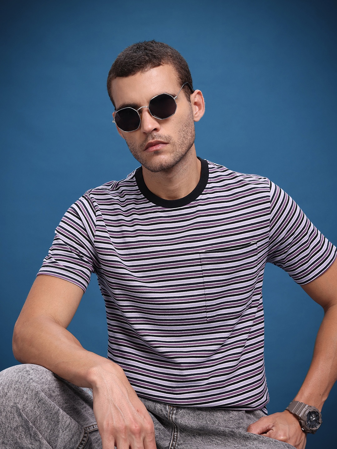 

The Roadster Life Co. Striped Pocket T-shirt, Mauve