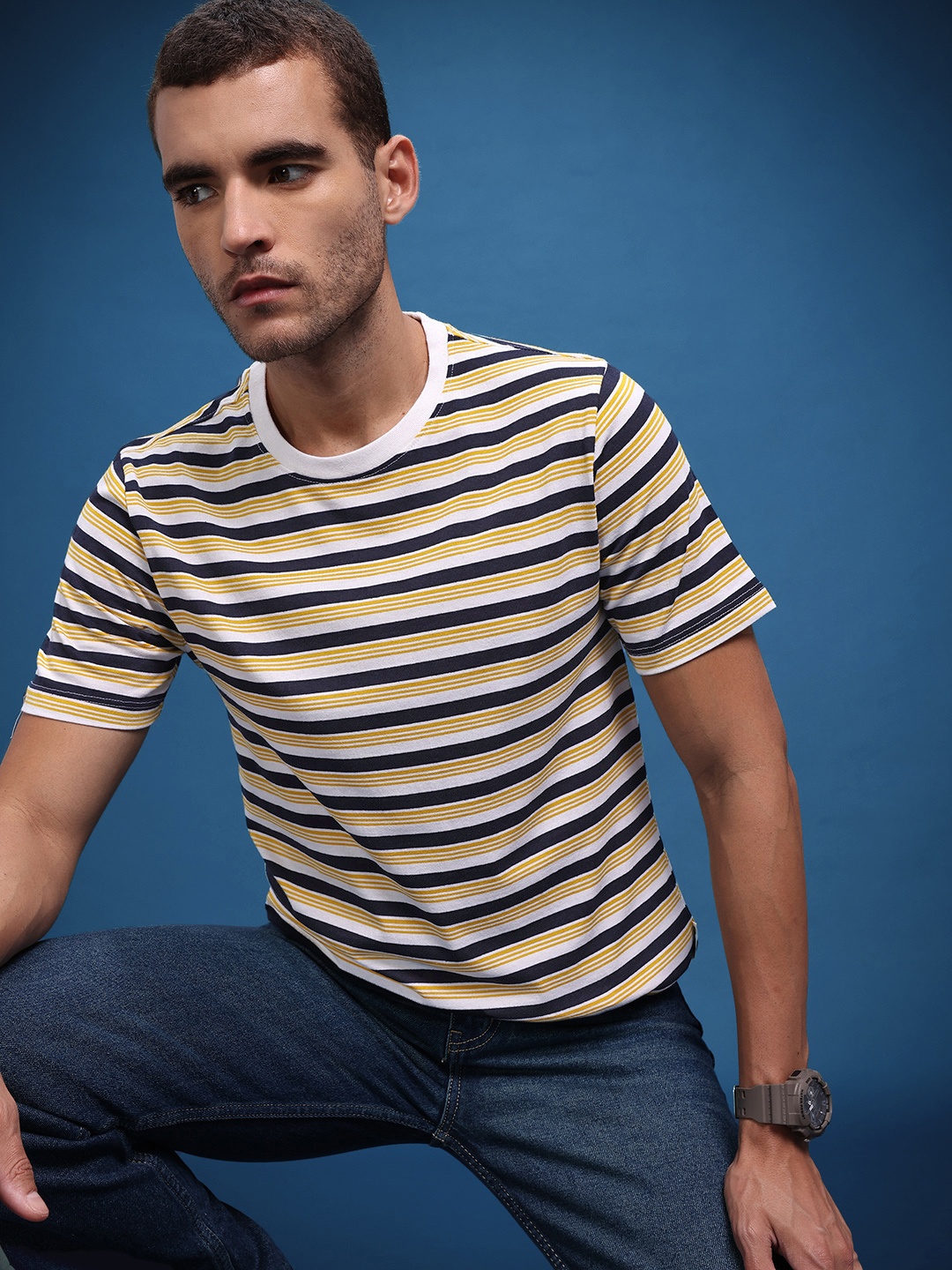 

The Roadster Life Co. Men Striped T-shirt, White