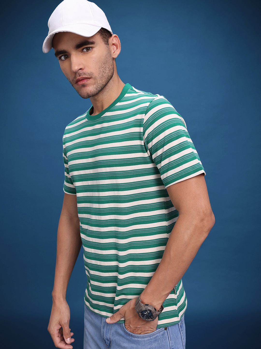 

The Roadster Life Co. Striped T-shirt, Green